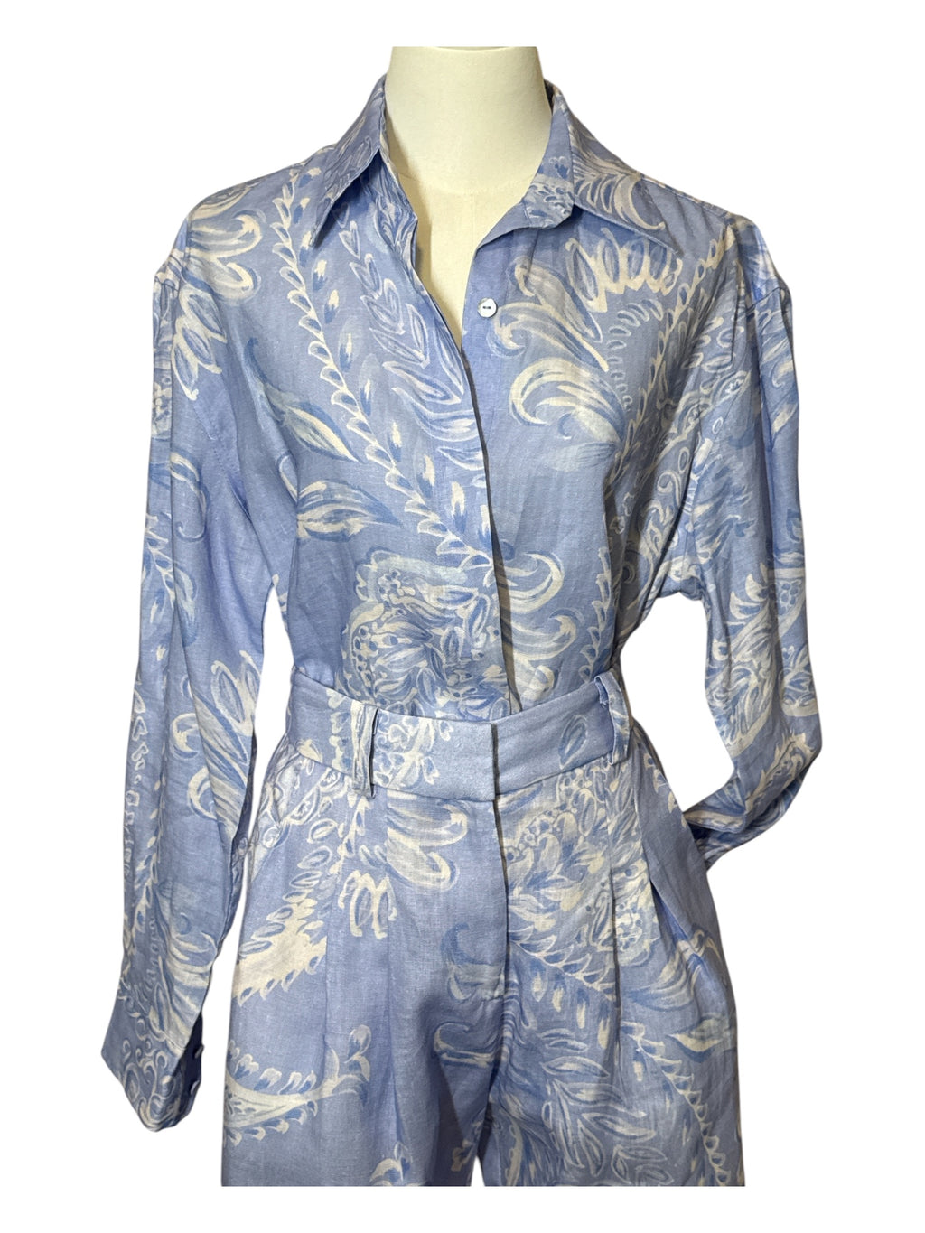 TIG Blue Linen Paisley Print Set Medium