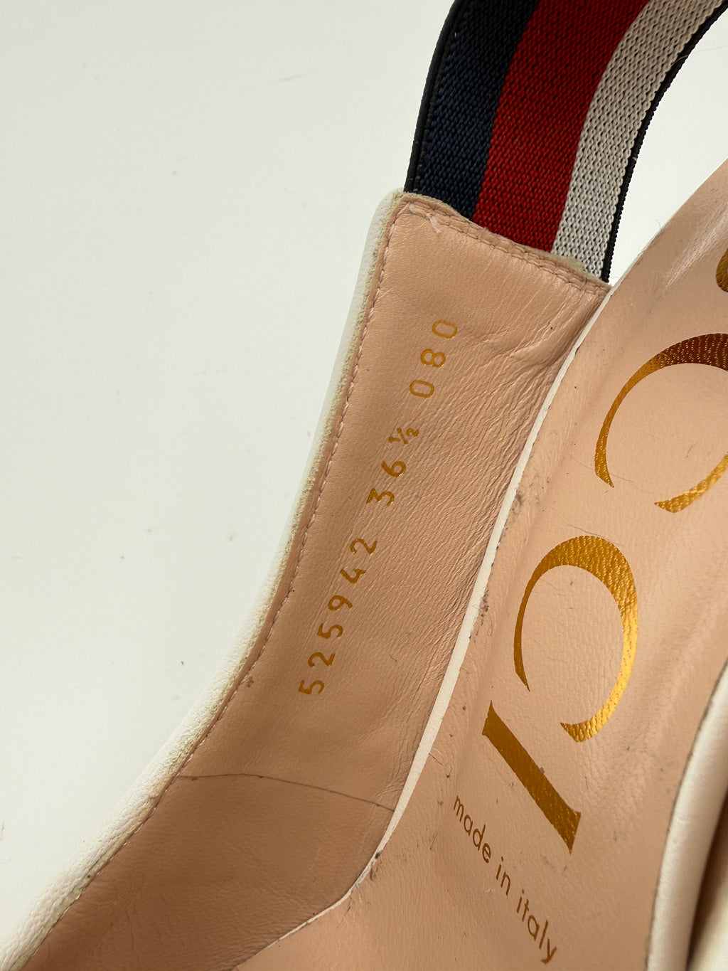 gucci white sylvie sling back size 36,5