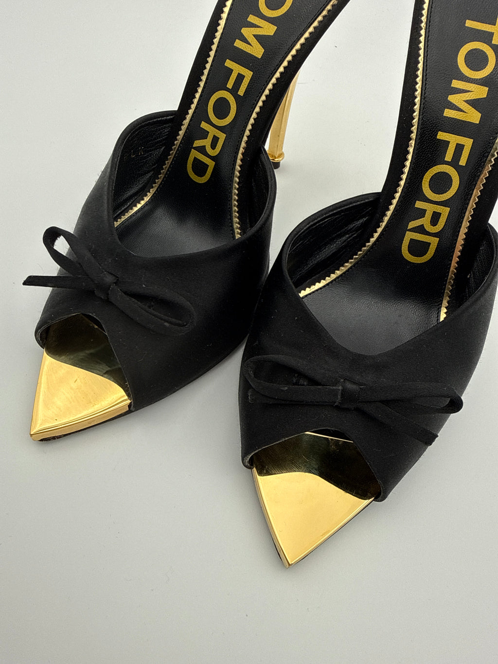 Tom Ford Black Satin Mule Size 38 box and dust
