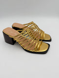 Luiza Barcelos Metalcolor Gold Wood Block Heel B001 V1