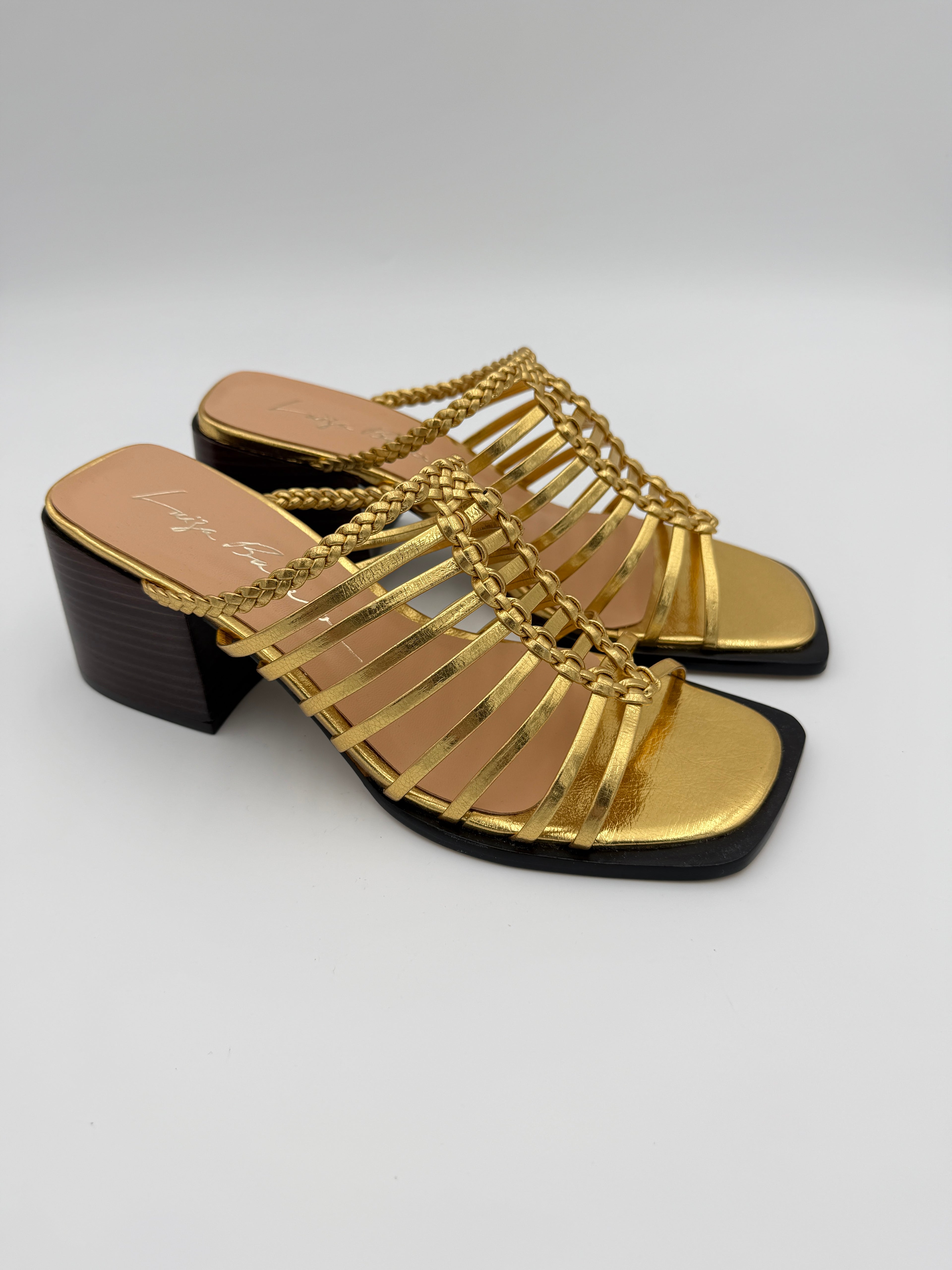 Luiza Barcelos Metalcolor Gold Wood Block Heel B001 V1