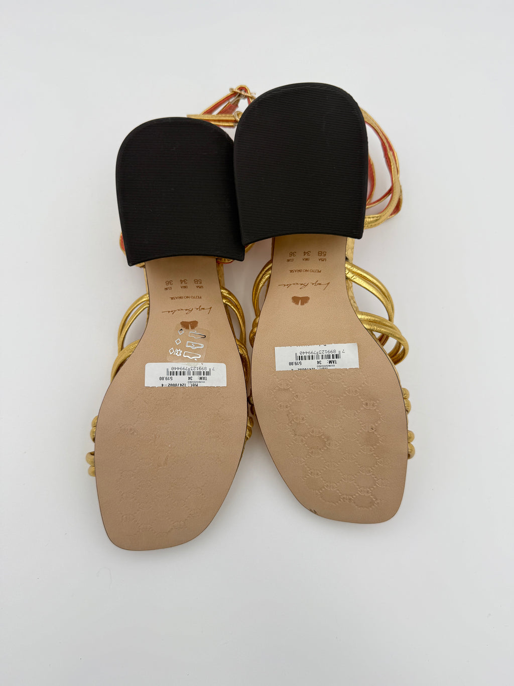 Luiza Barcelos Gold Metal Sandal Size 5 B002 V4