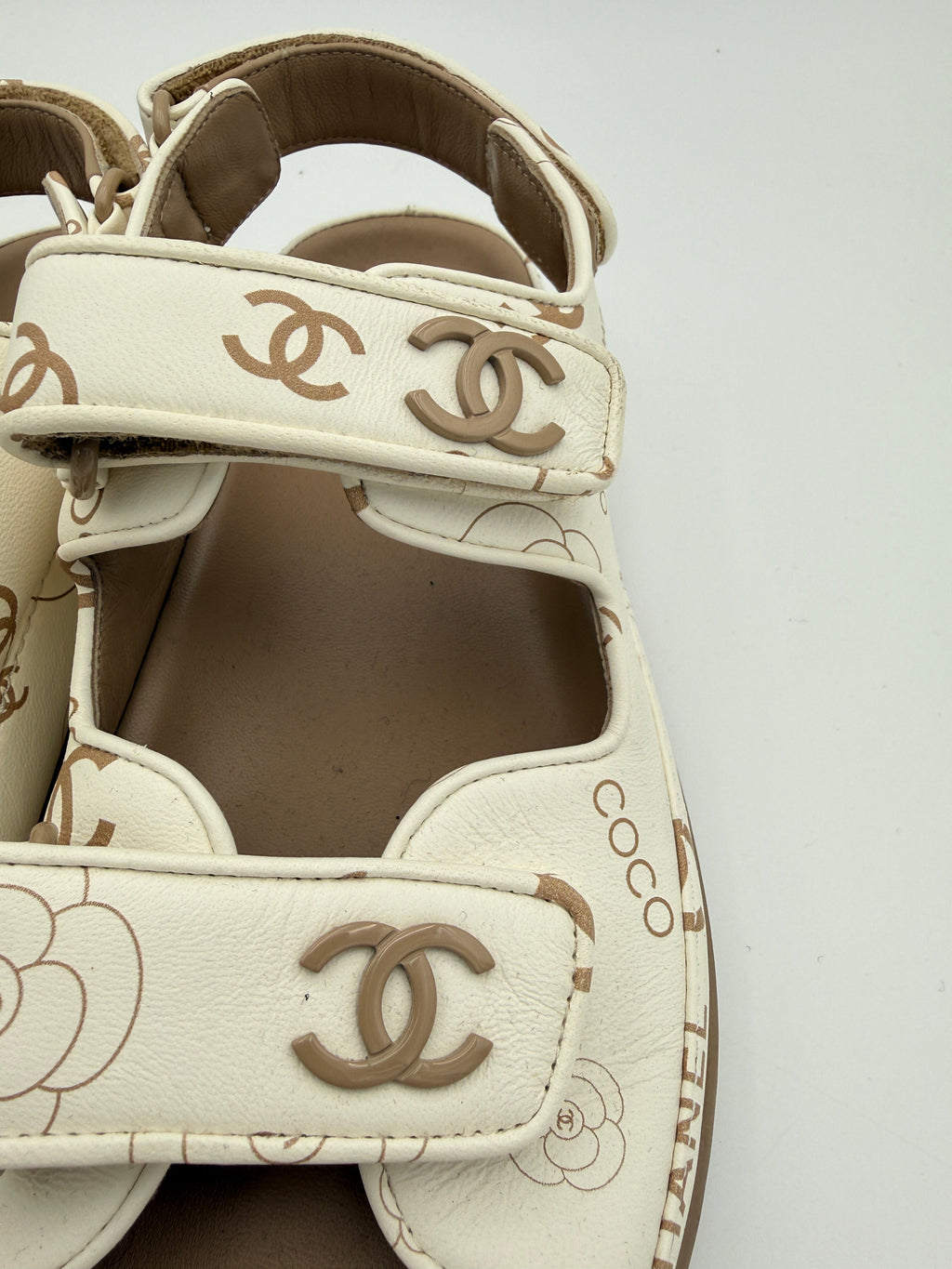 Chanel Off White Dad Sandals Size 37