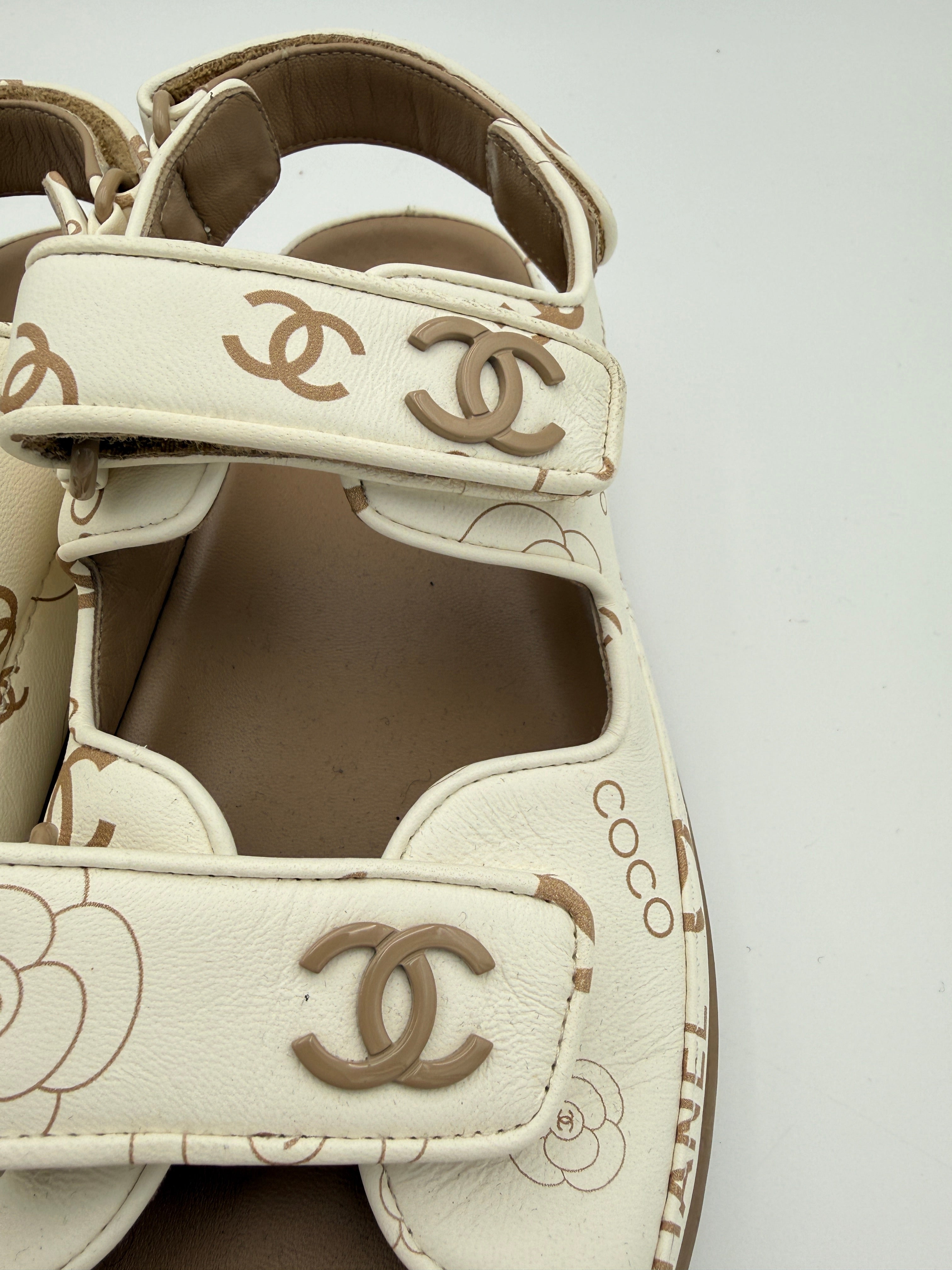 Chanel Off White Dad Sandals Size 37