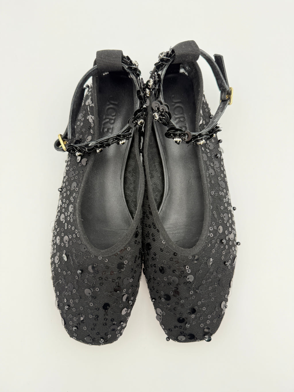 J.Crew Sequin Black Mesh Flats size 8
