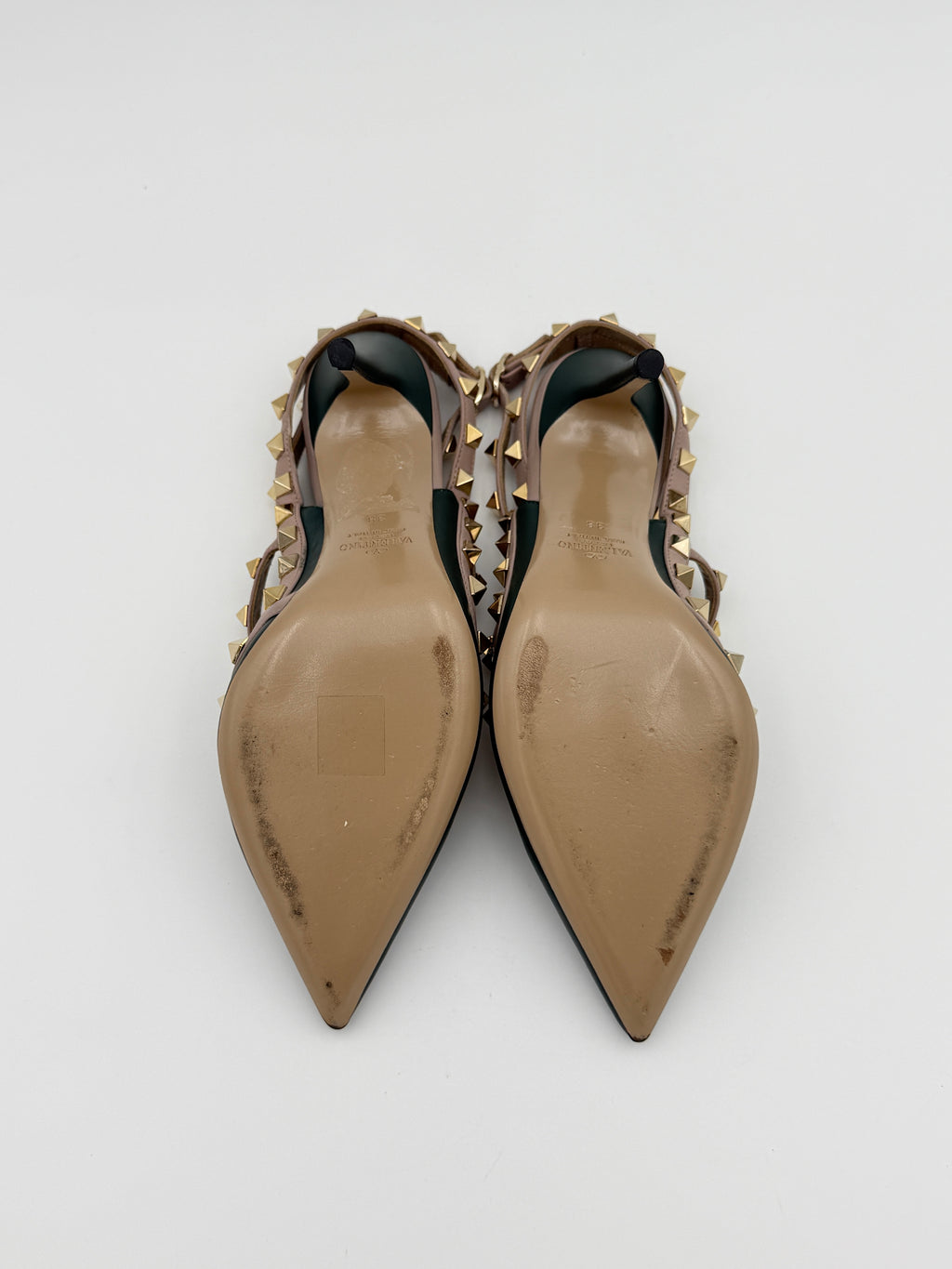 Valentino Rockstud green heel