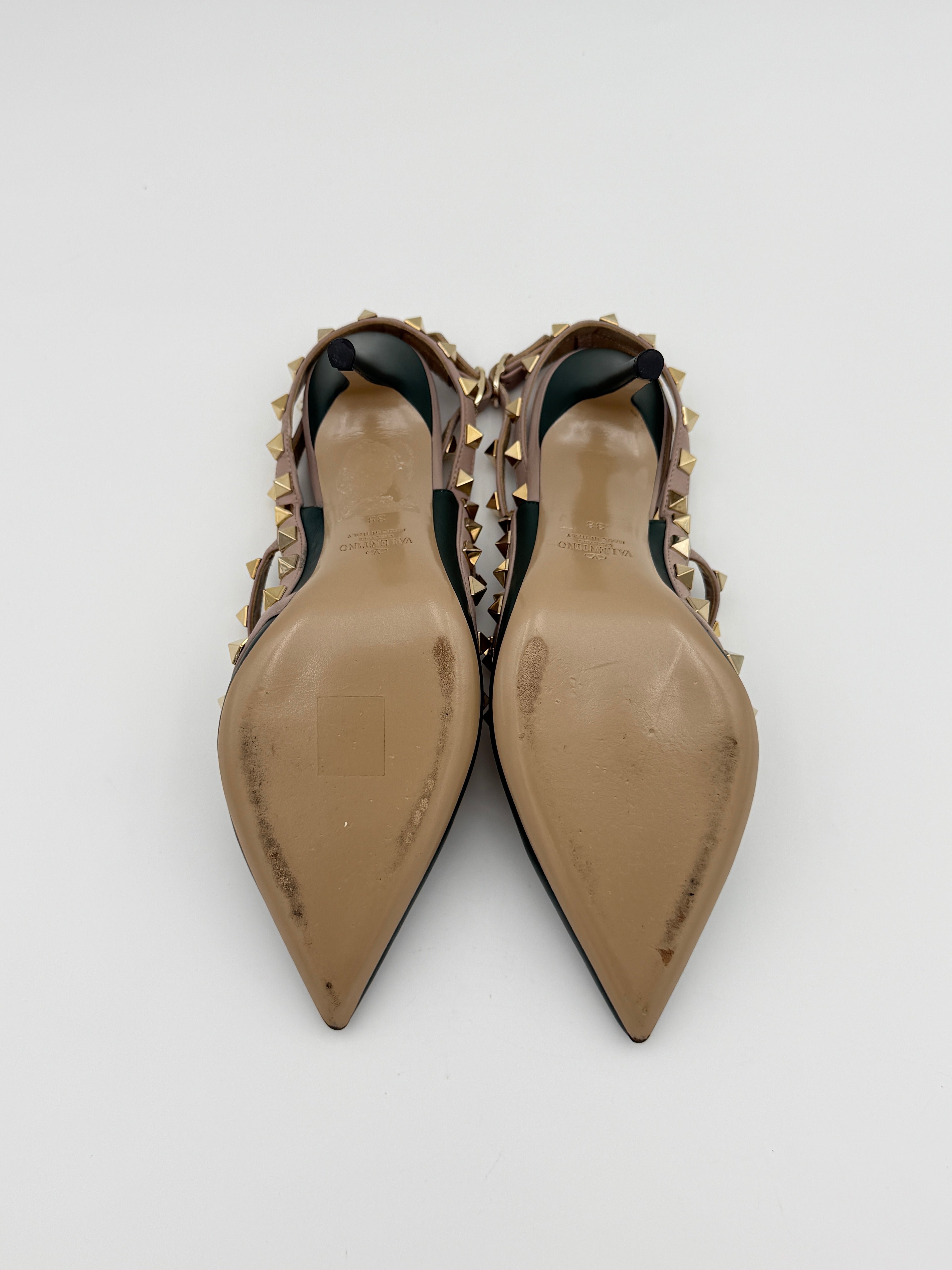 Valentino Rockstud green heel