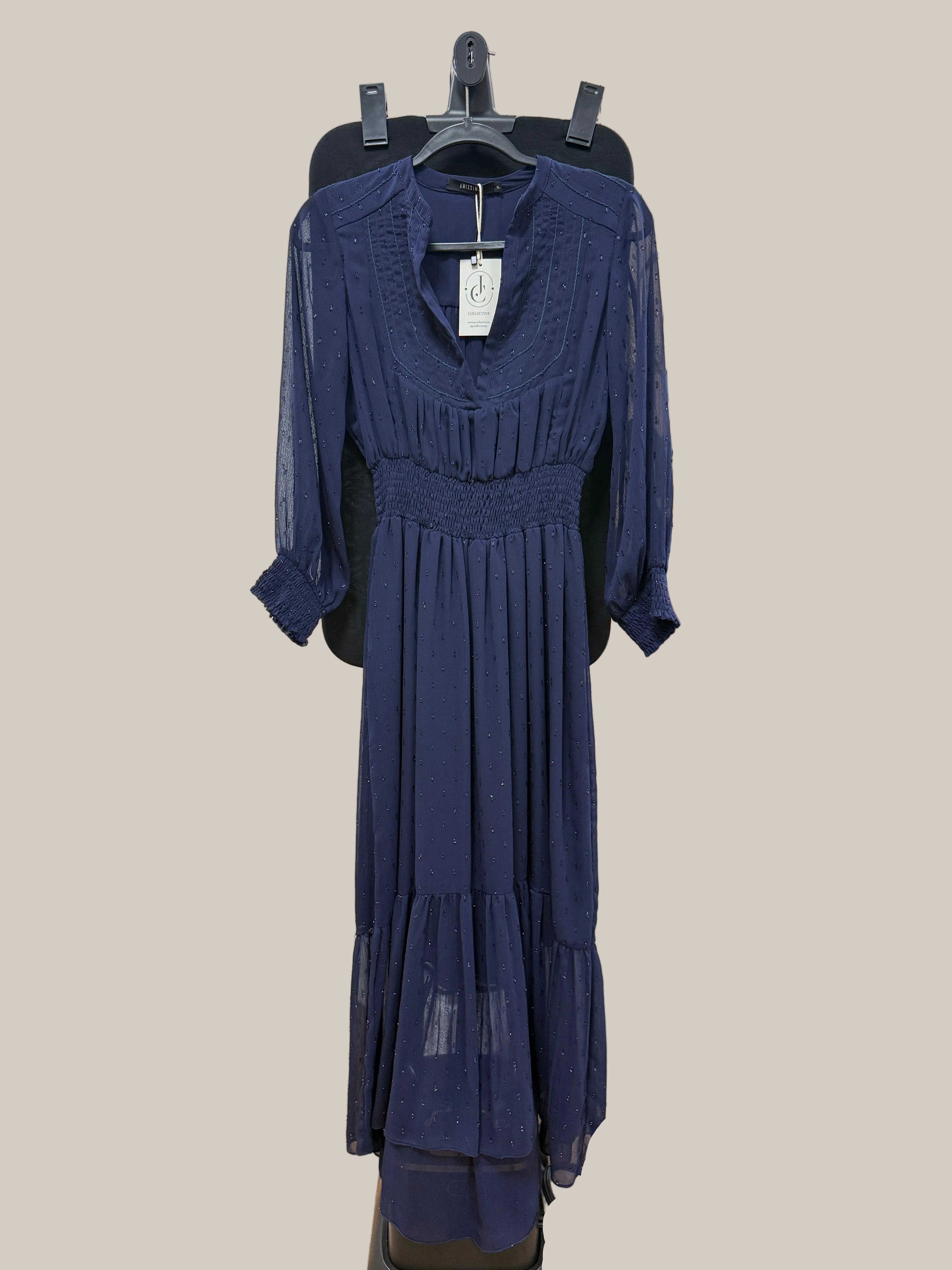 Amissima Navy Shine long dress size S