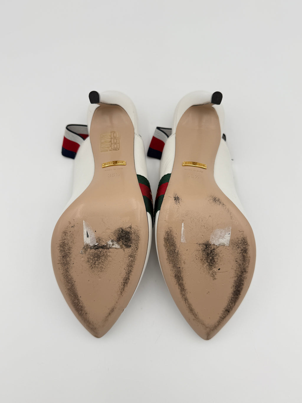 gucci white sylvie sling back size 36,5