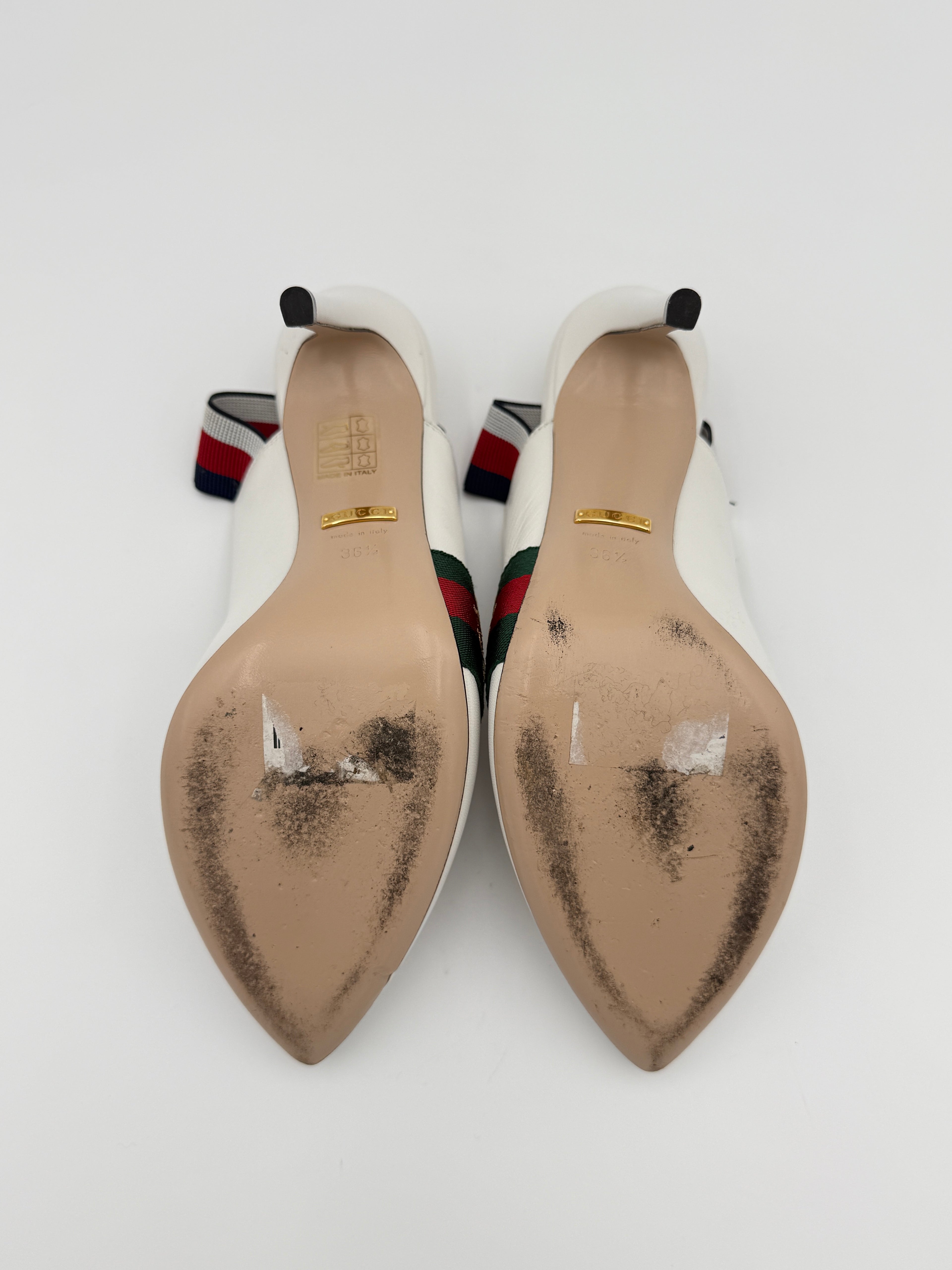 gucci white sylvie sling back size 36,5