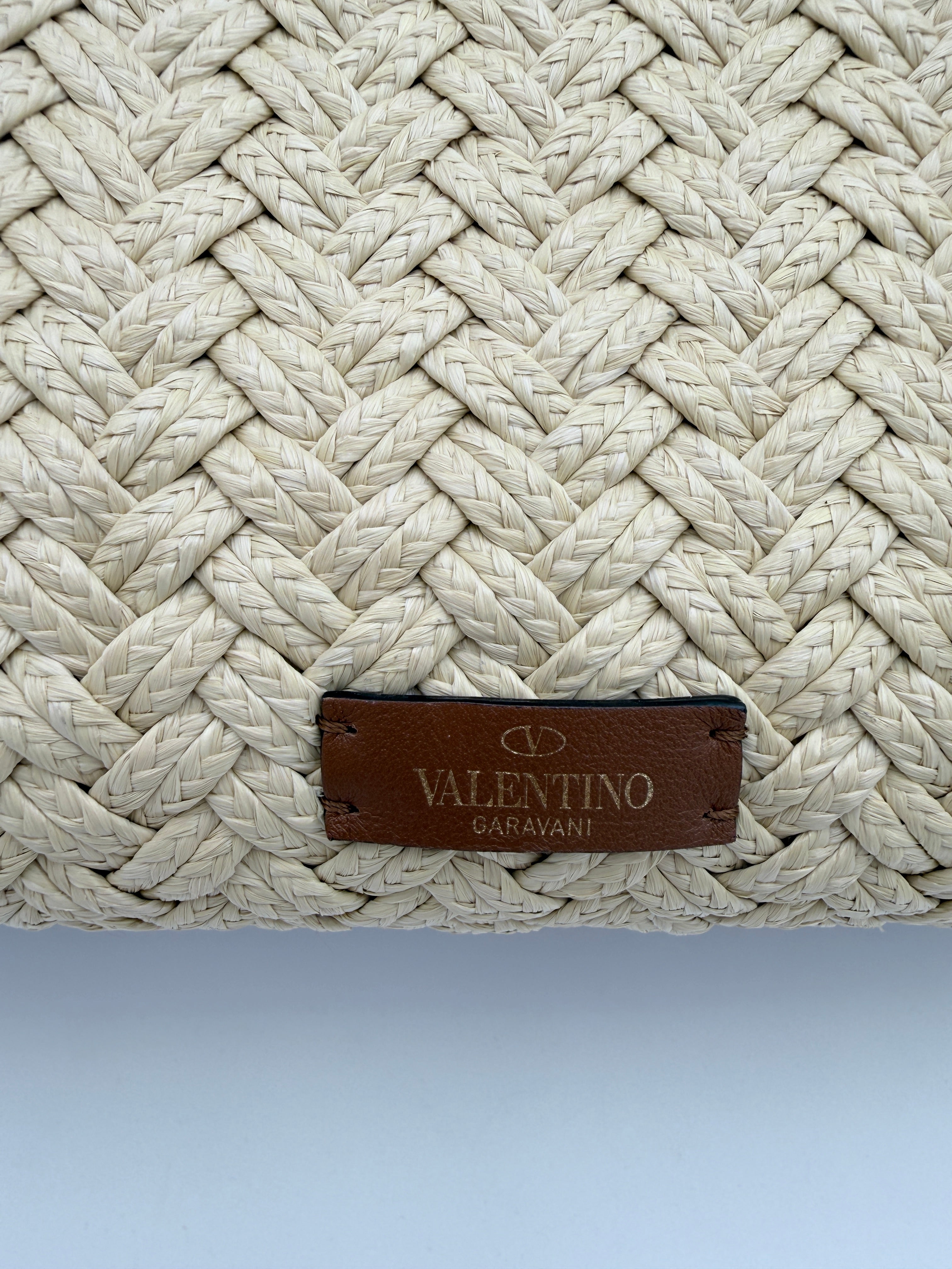 Valentino Raffia Tote  large