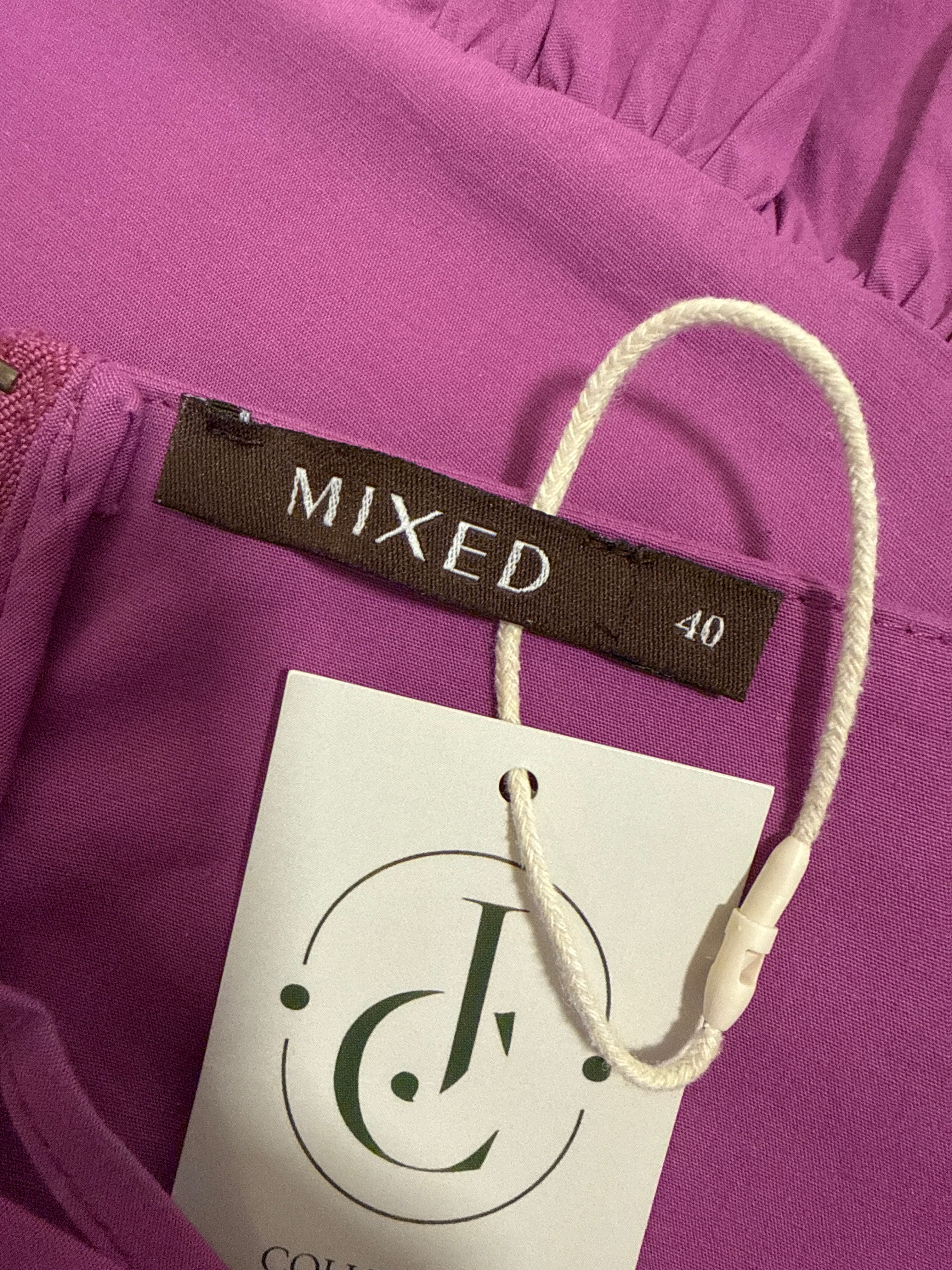 Mixed Purple Cotton Dress Medium with Cord Belt