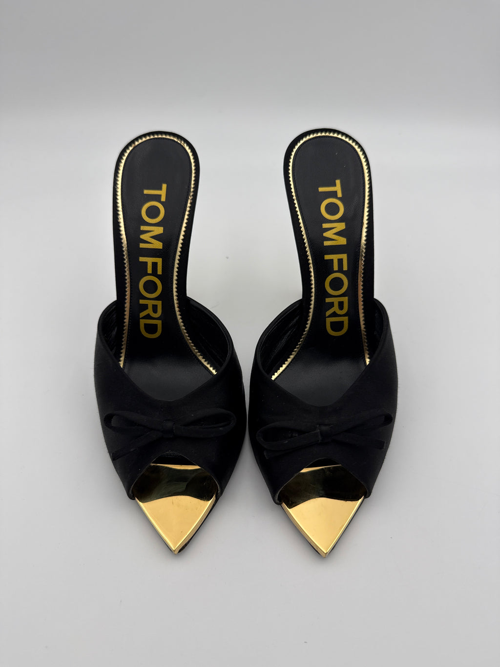 Tom Ford Black Satin Mule Size 38 box and dust