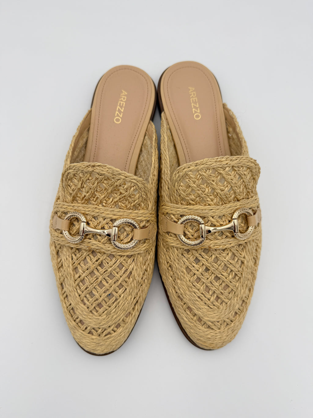 Arezzo raffia beige Mule Size 9