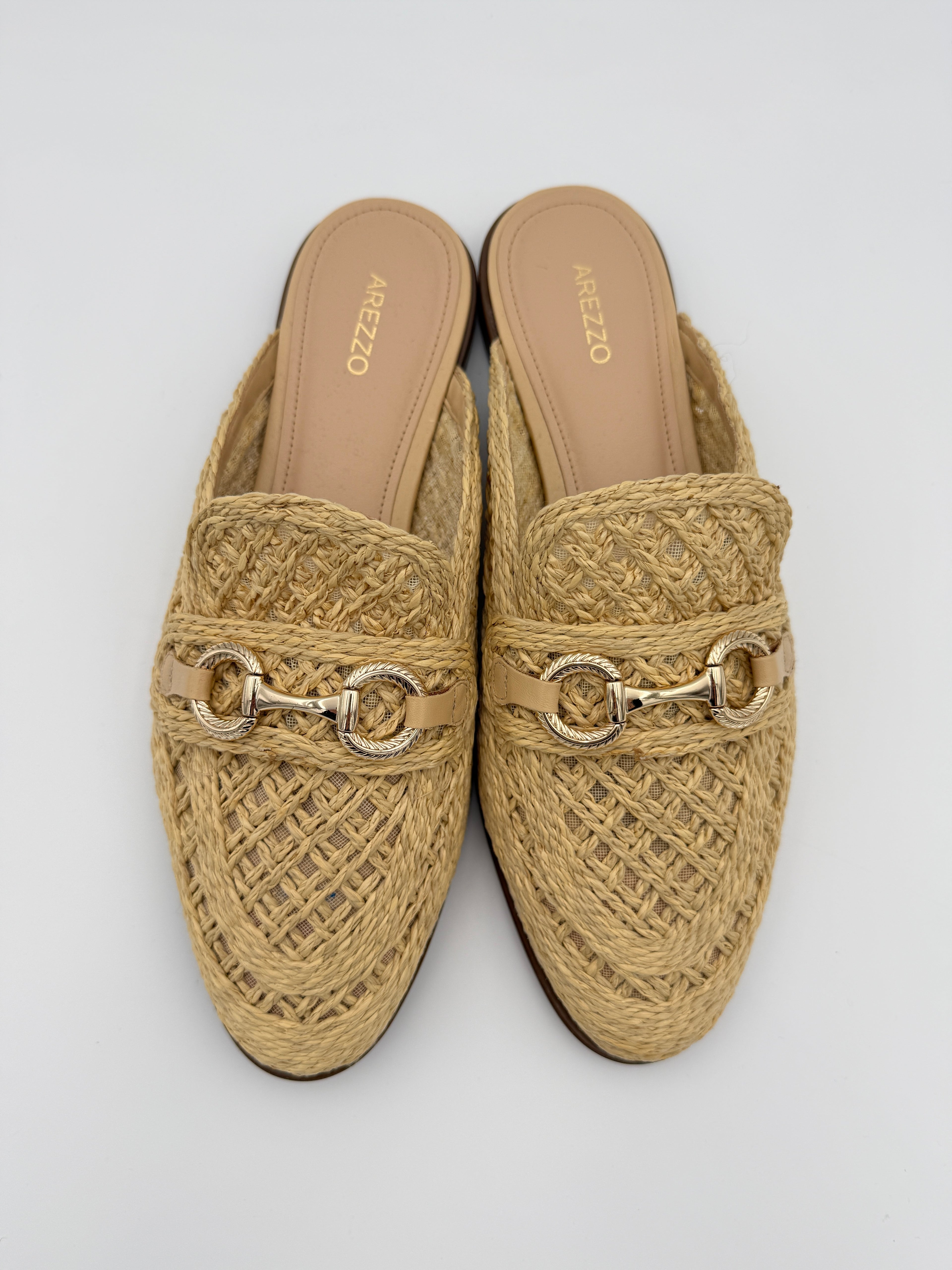 Arezzo raffia beige Mule Size 9