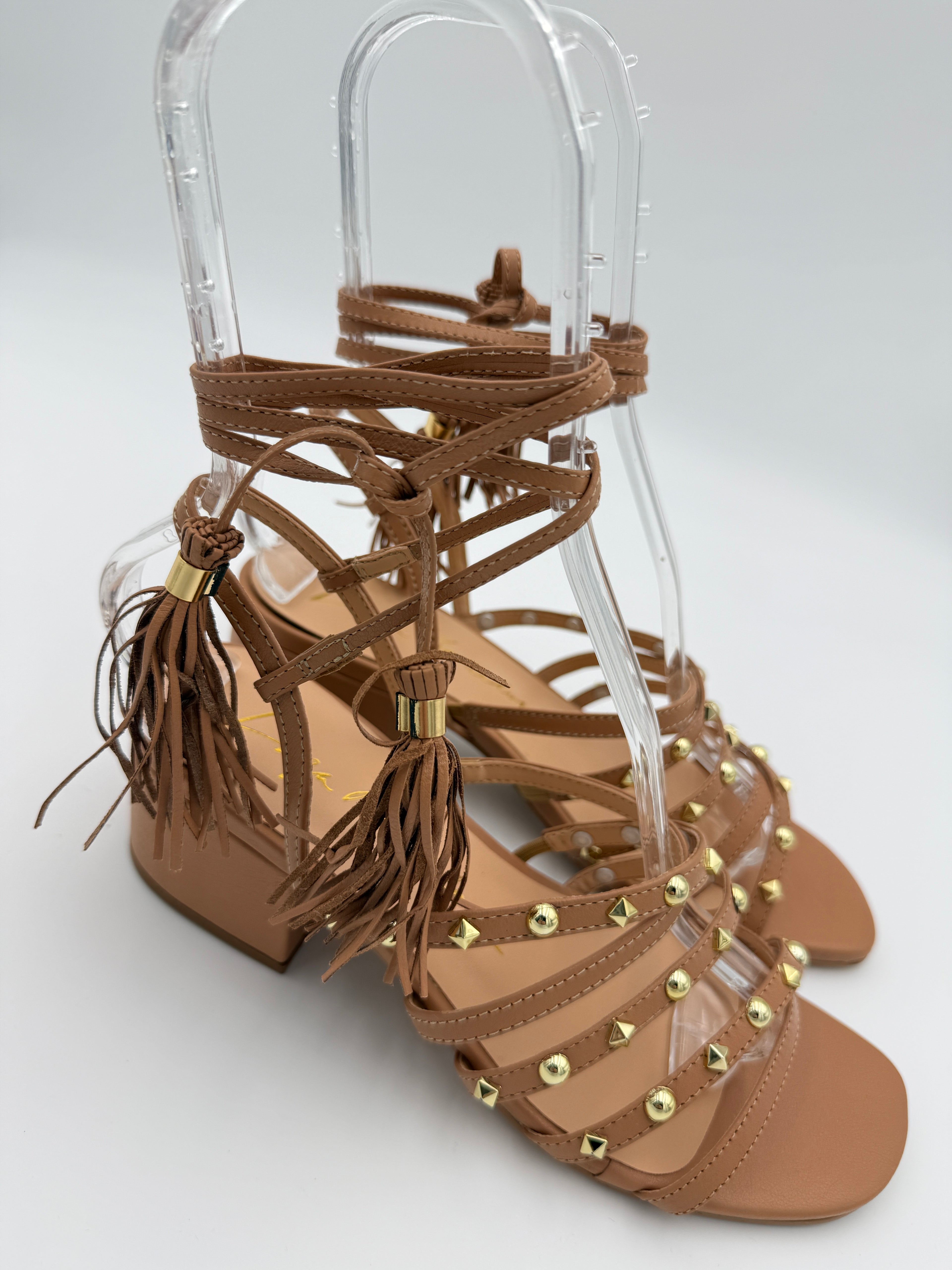 Luiza Barcelos Caramel Ankle Wrap Sandal B076 V9
