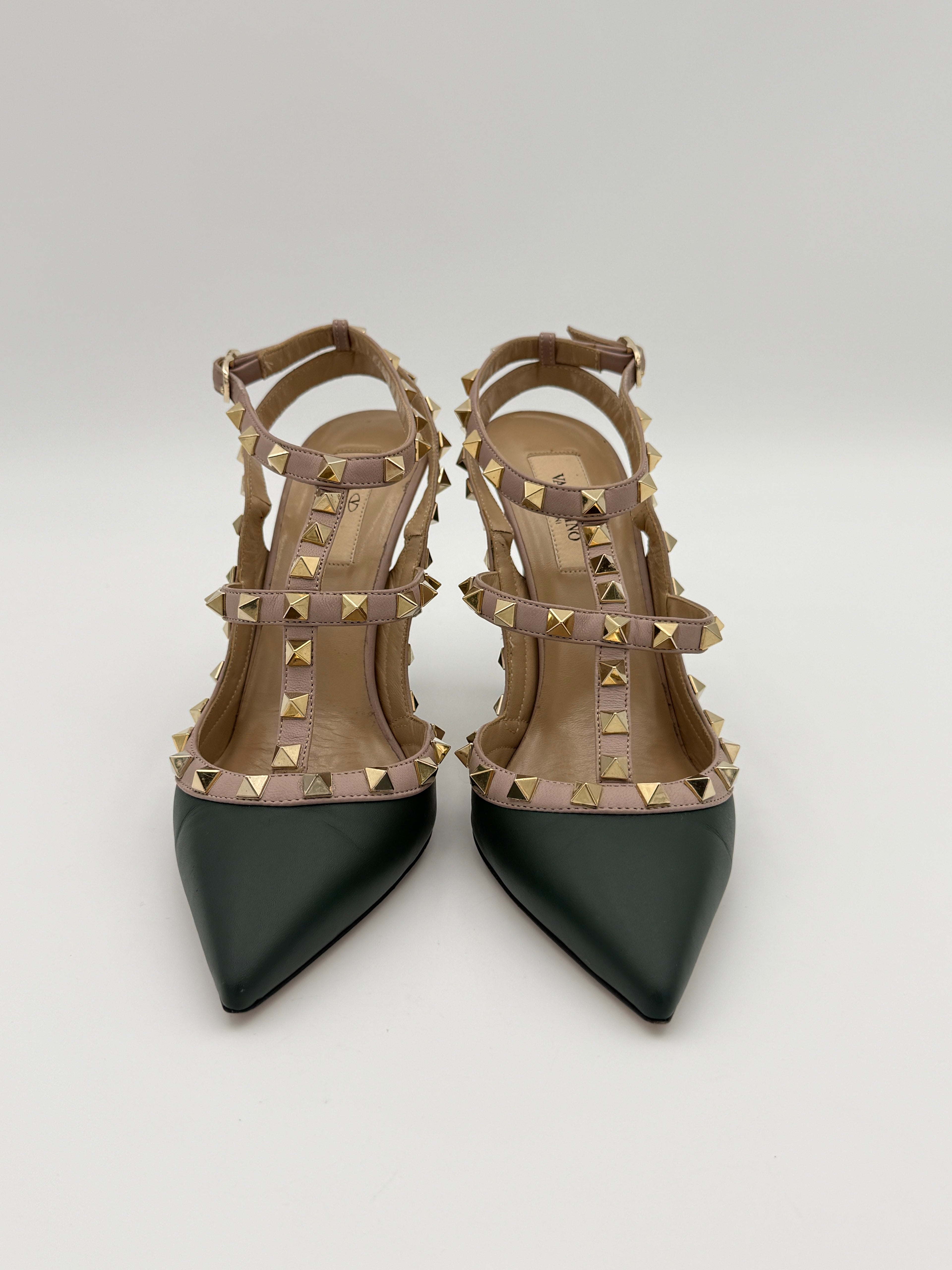 Valentino Rockstud green heel