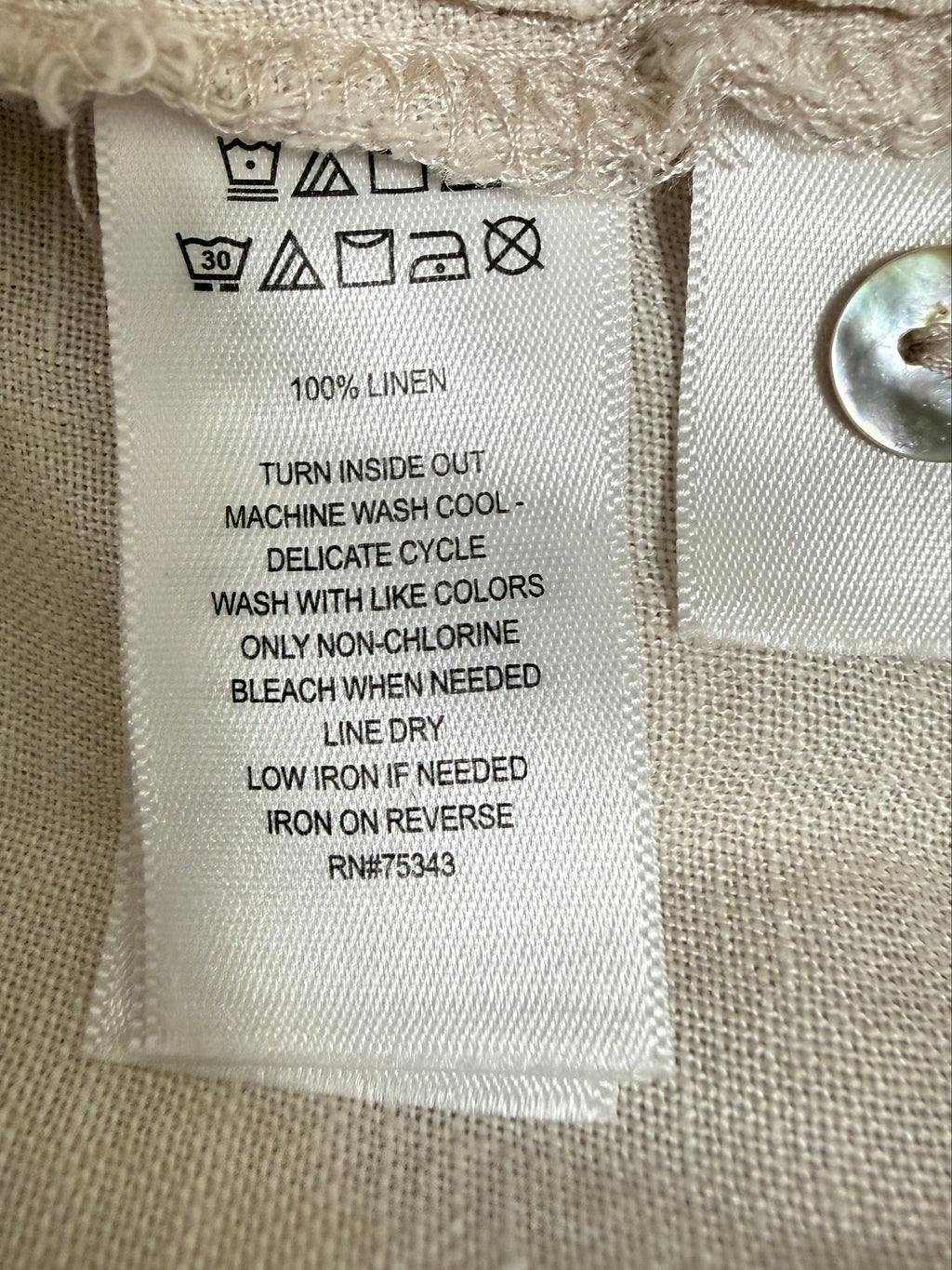 Tahari Beige Linen Long Shirt Medium