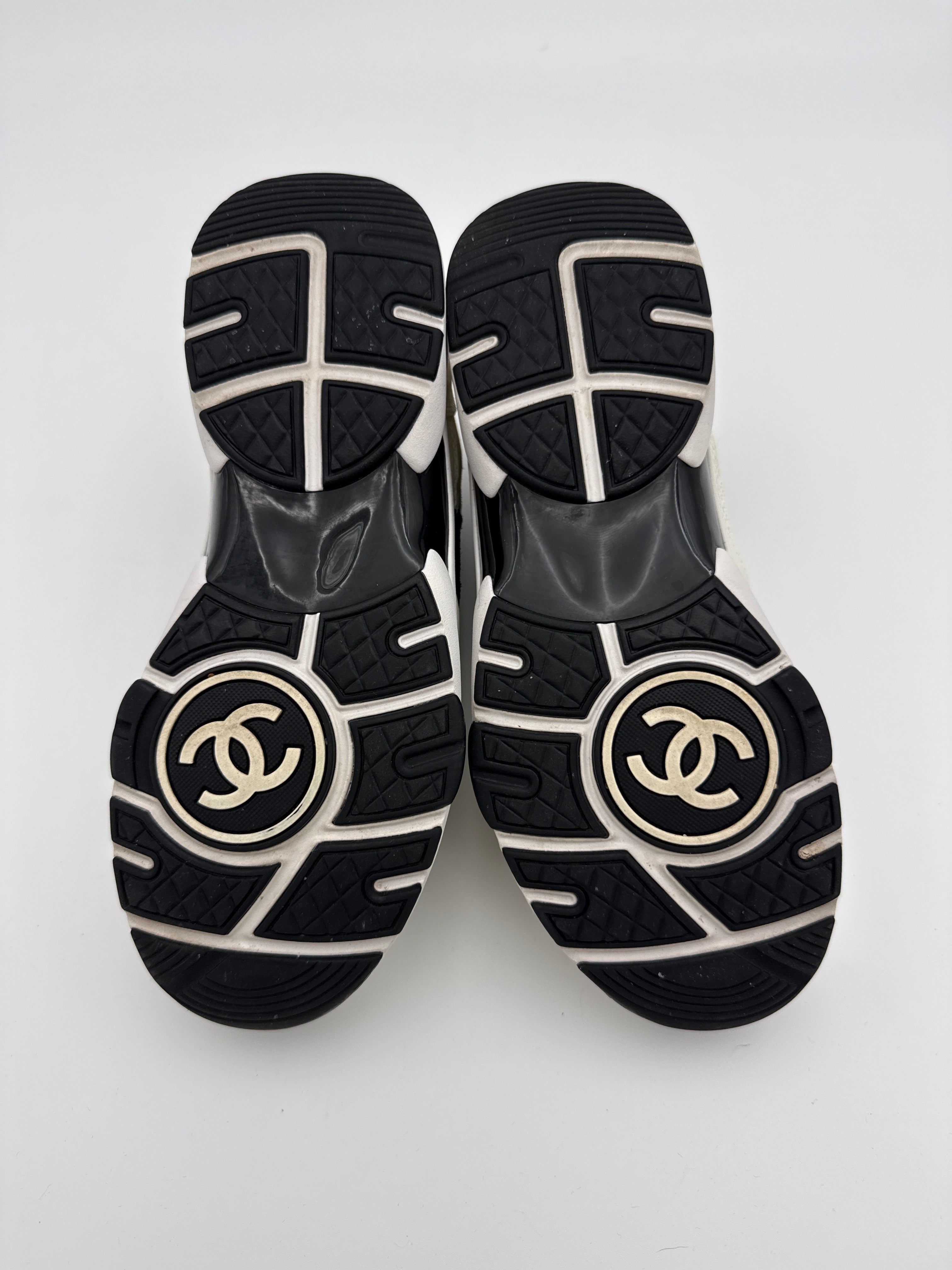 Chanel White Mesh and Suede Sneaker size 36