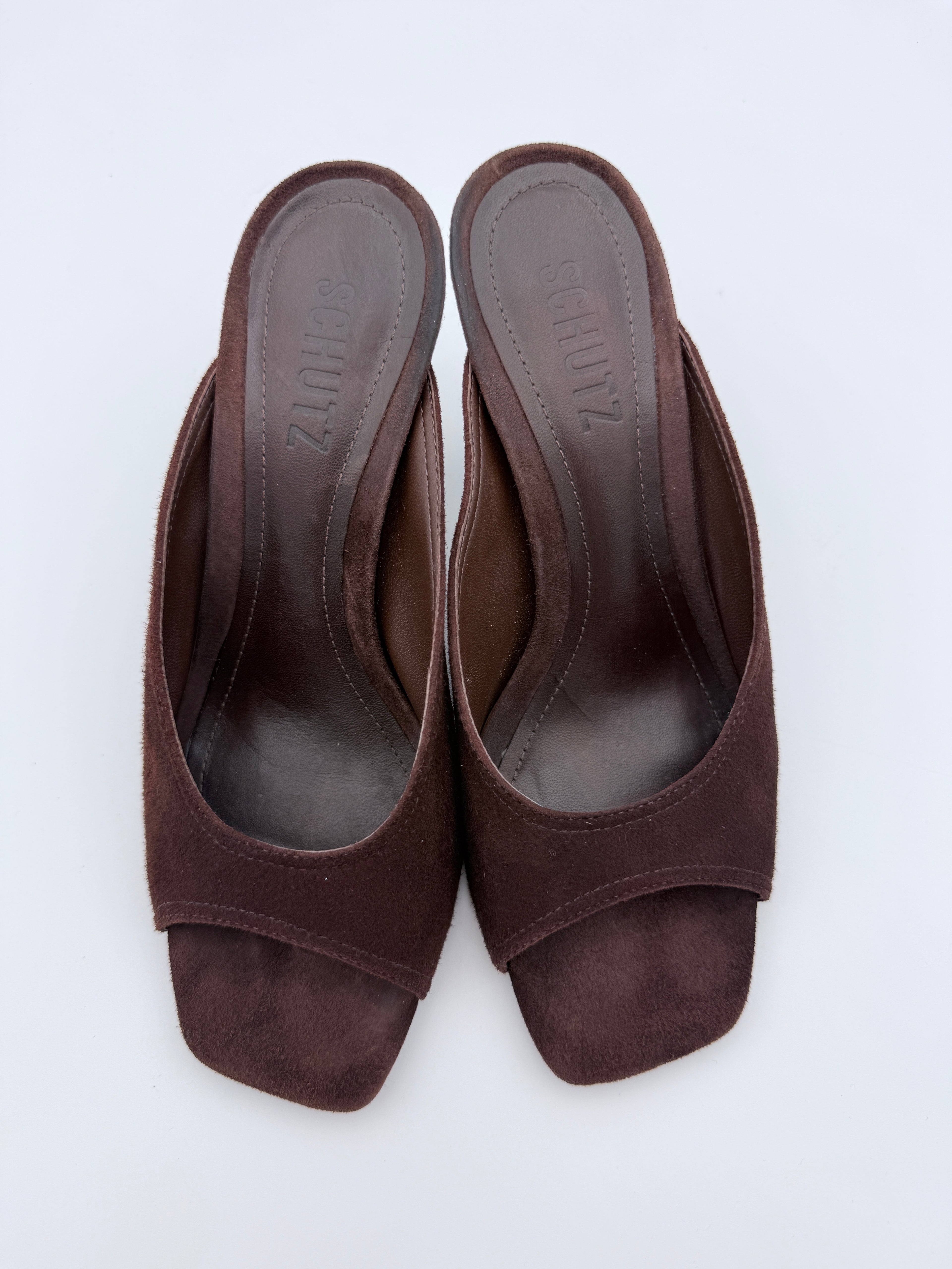 Schutz Brown Suede  Mules