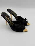 Tom Ford Black Satin Mule Size 38 box and dust