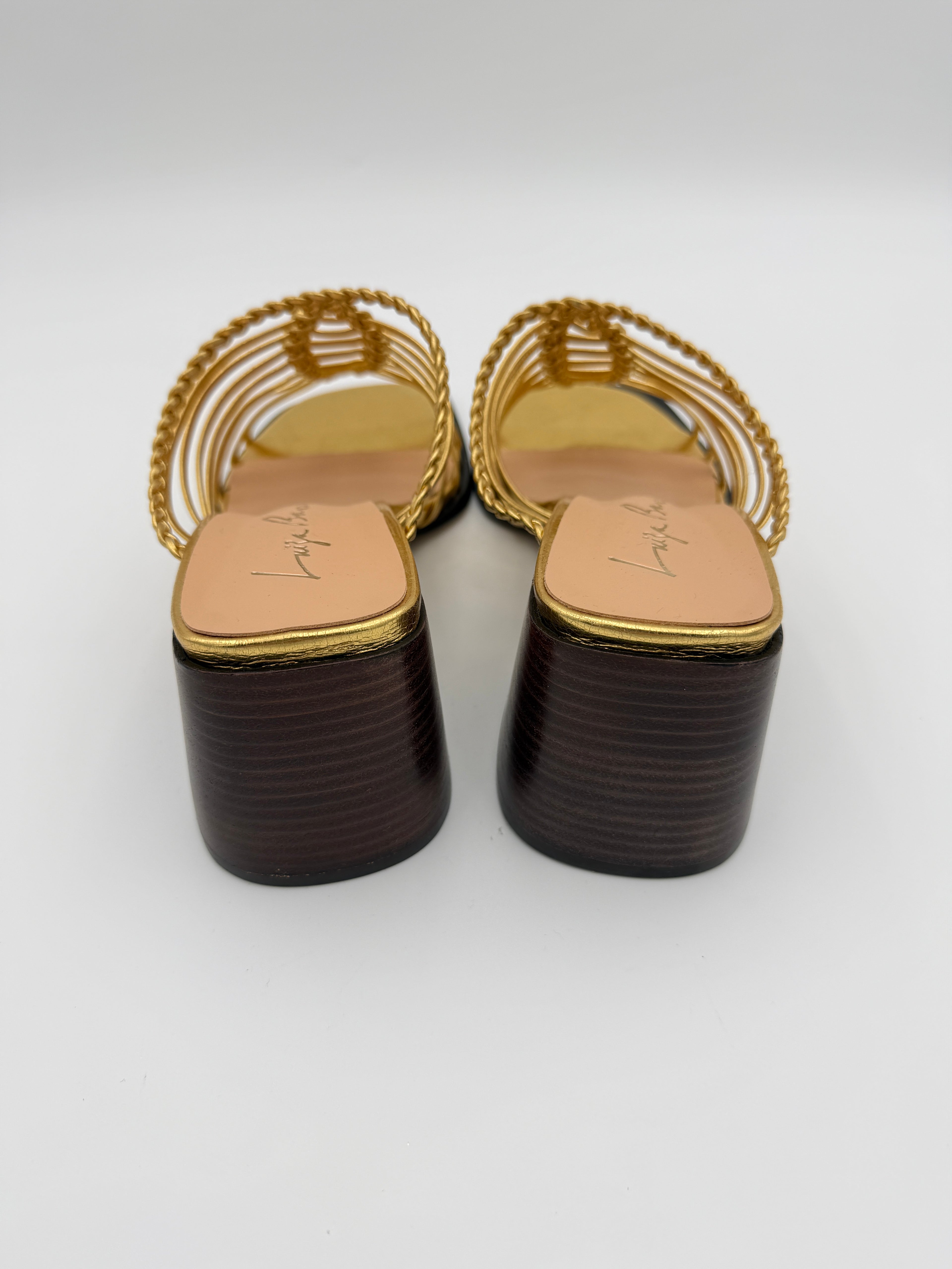 Luiza Barcelos Metalcolor Gold Wood Block Heel B001 V1