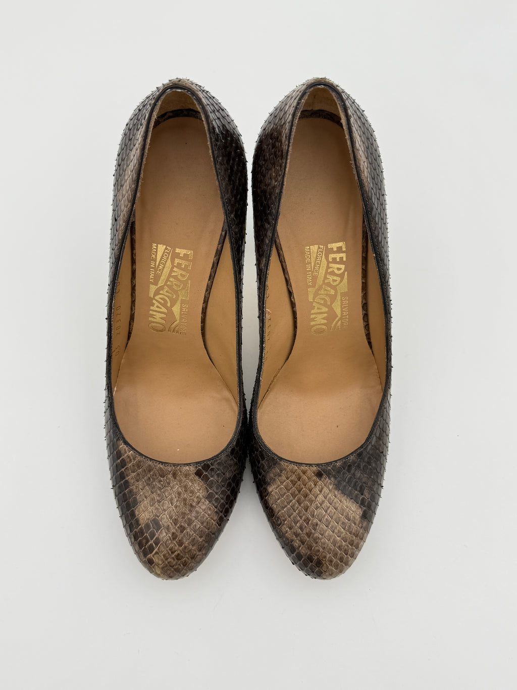 Ferragamo Brown Python Heel US7,5