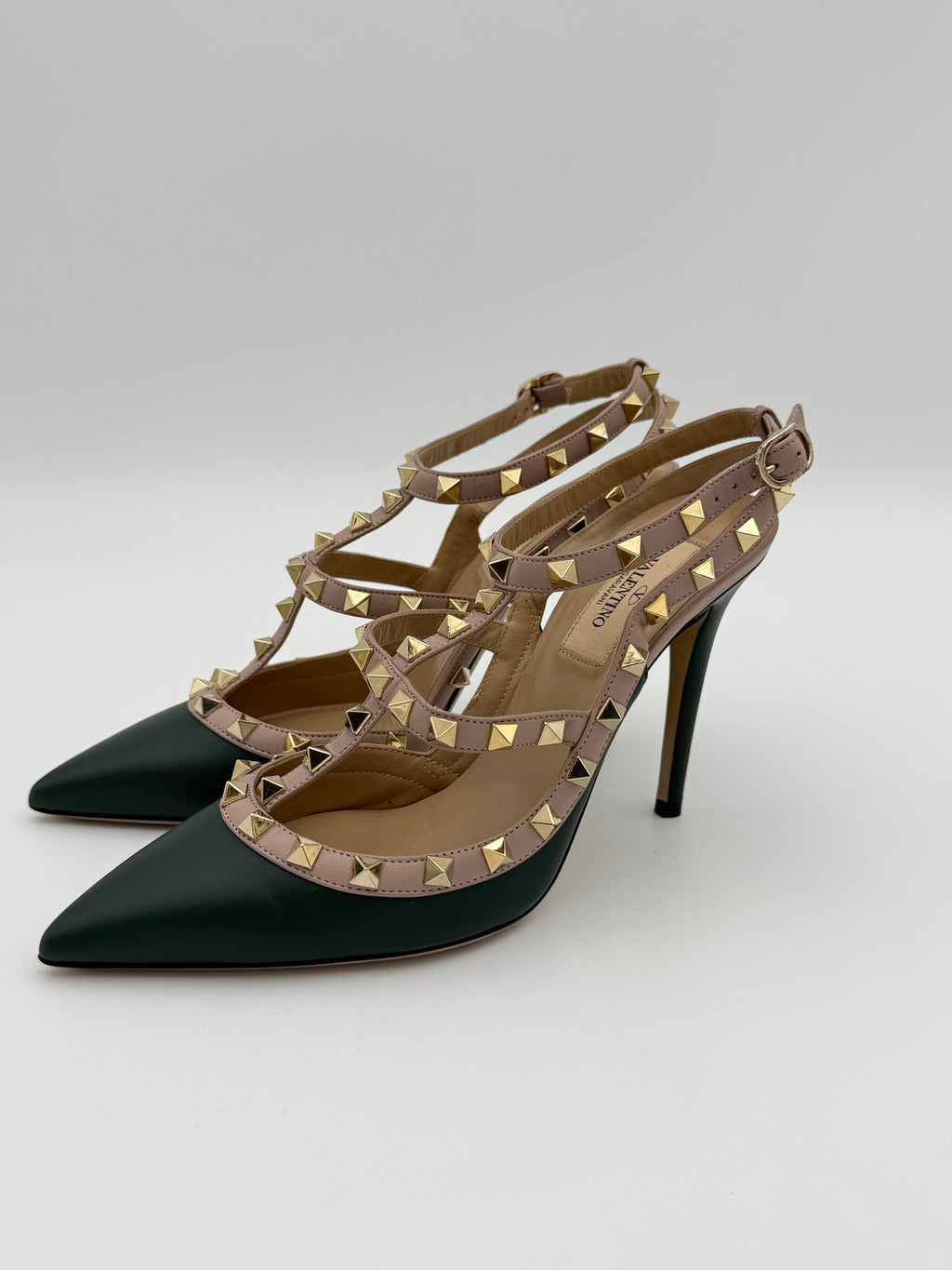 Valentino Rockstud green heel