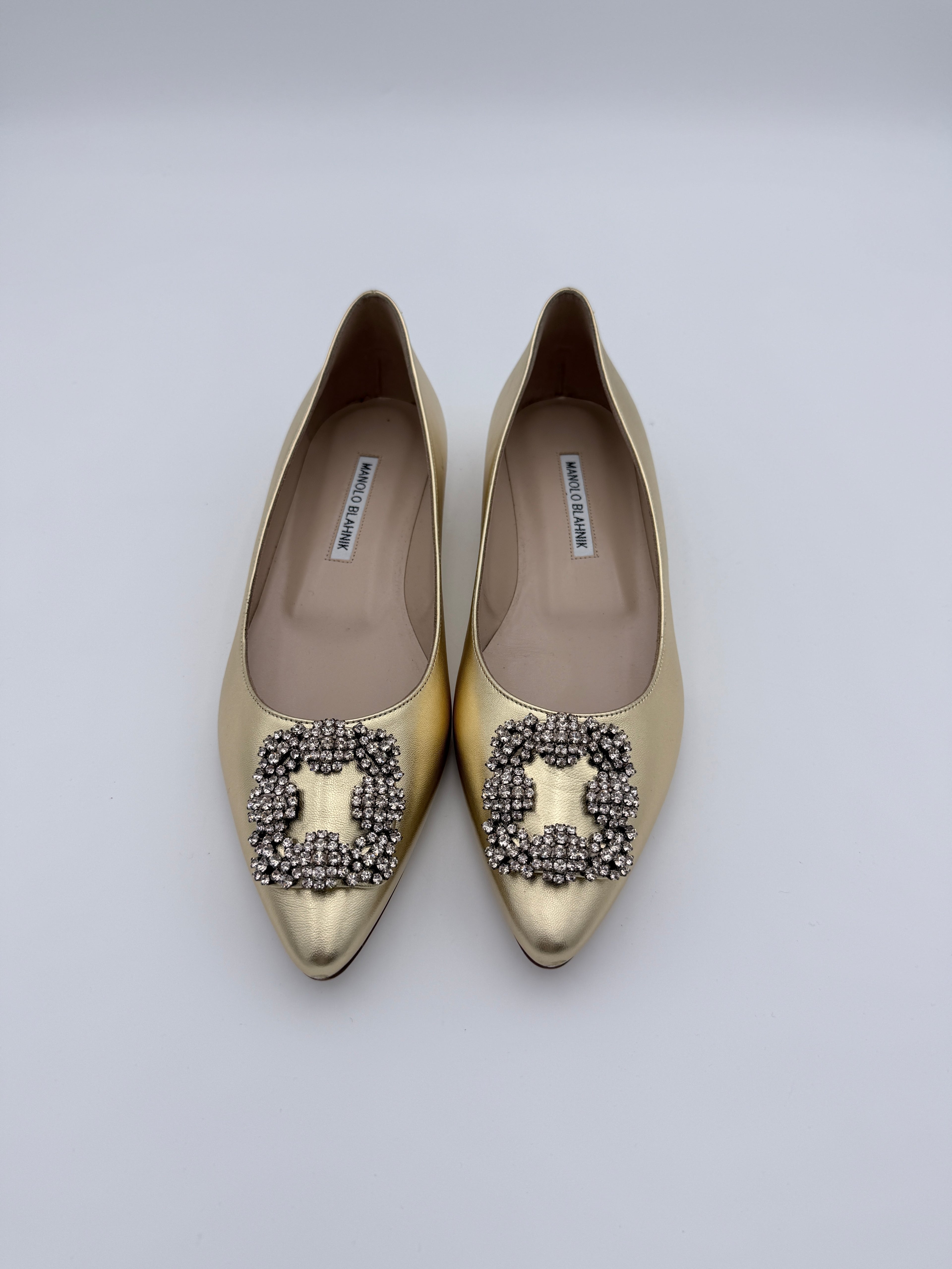 Manolos Hangisi mettalic Flats size 38