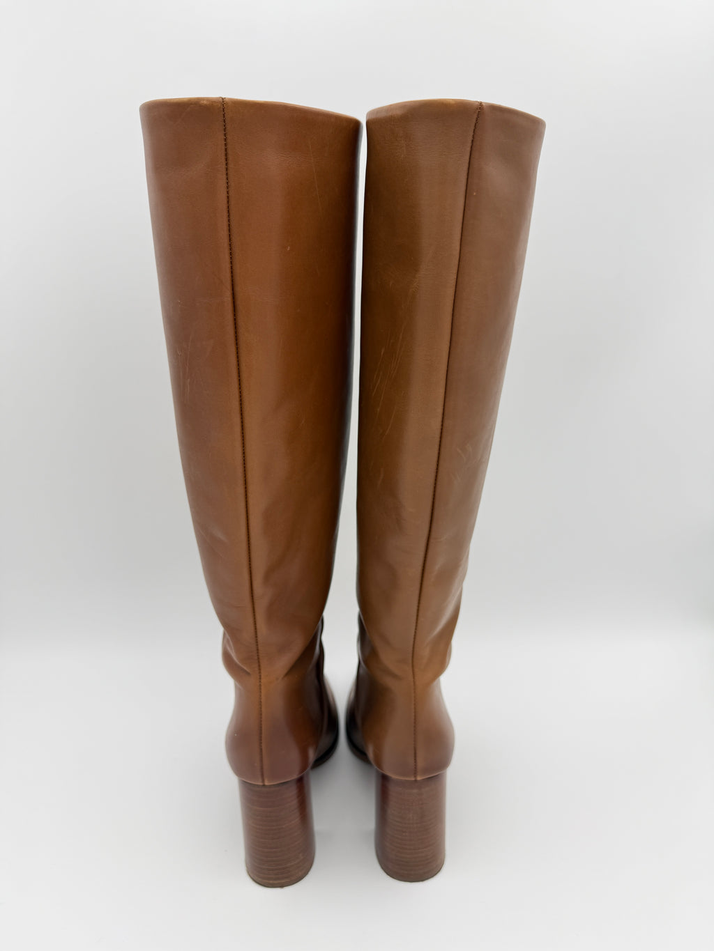 Maximo Dutti caramel leather tall boots size 37