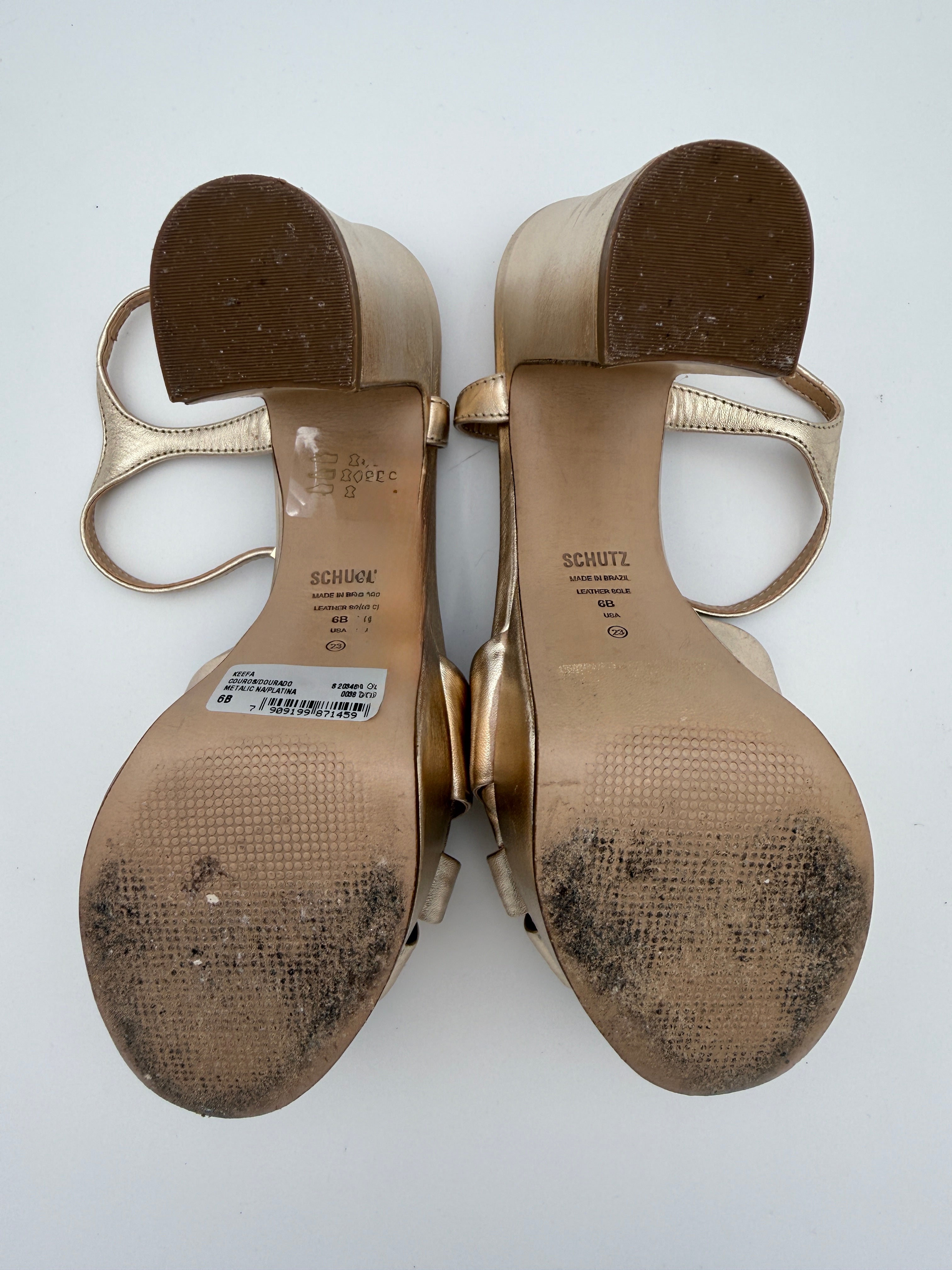 Schutz Metallic Gold Platform  size 6