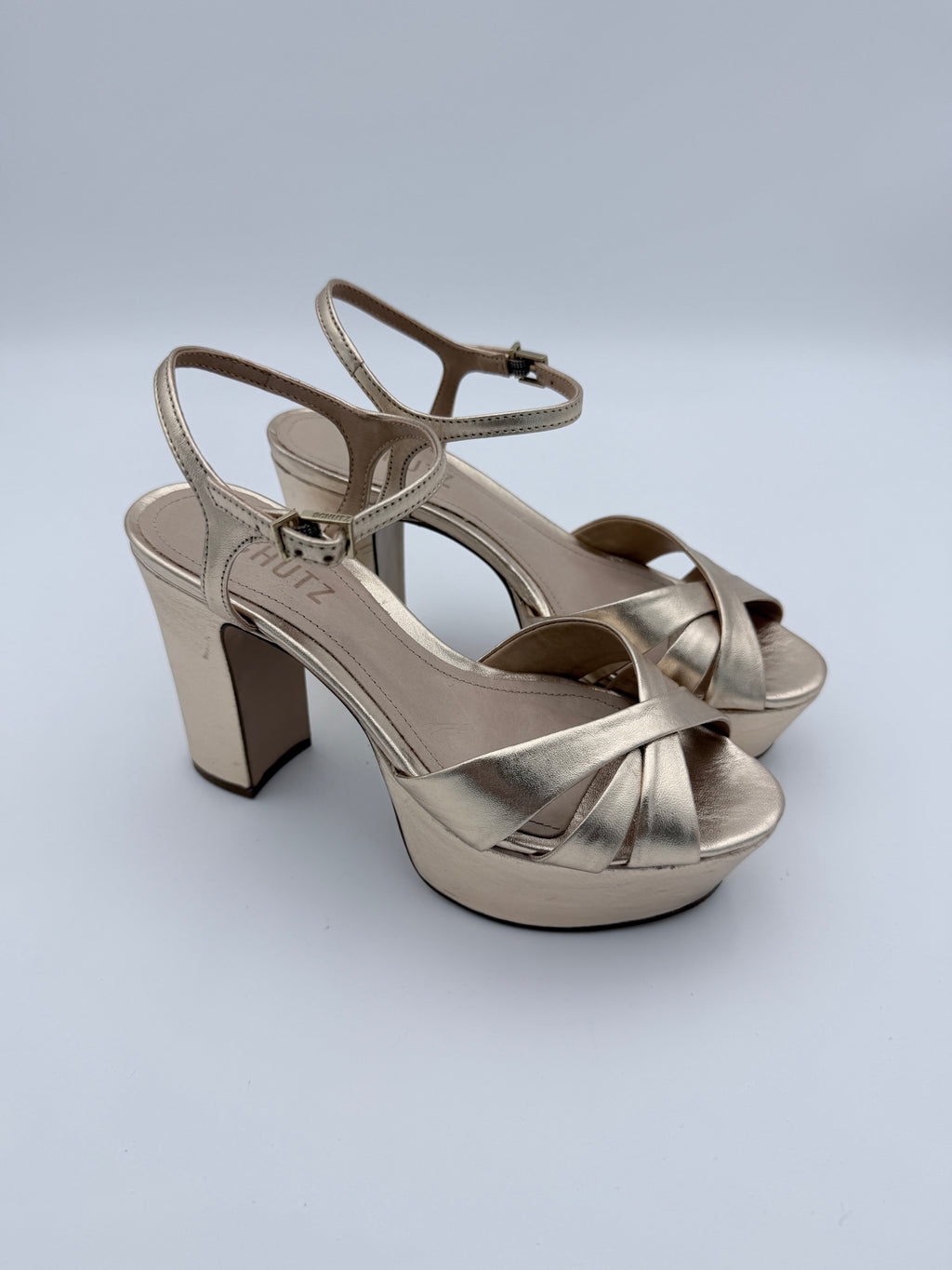 Schutz Metallic Gold Platform  size 6