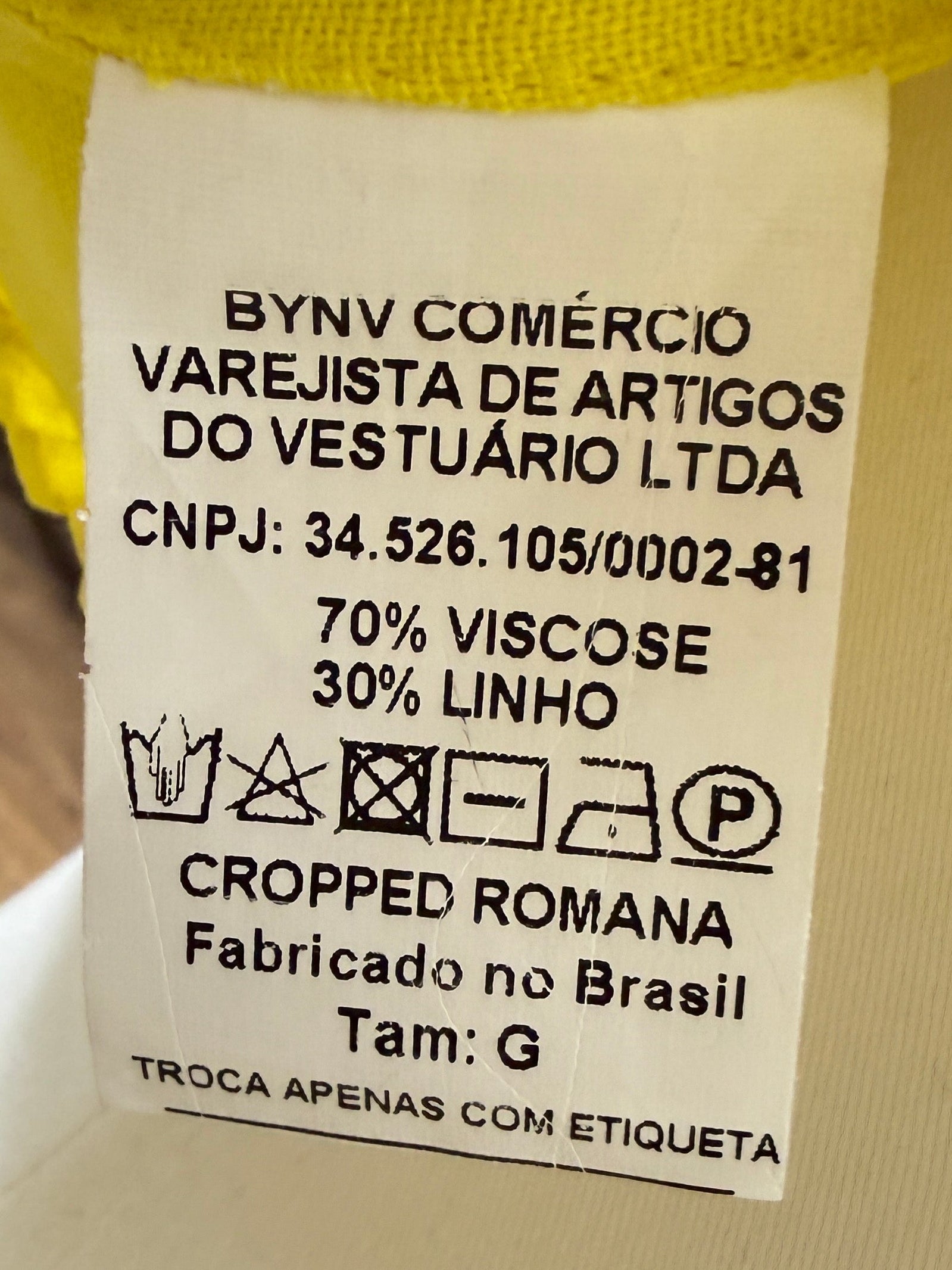 NV yellow crop top Large