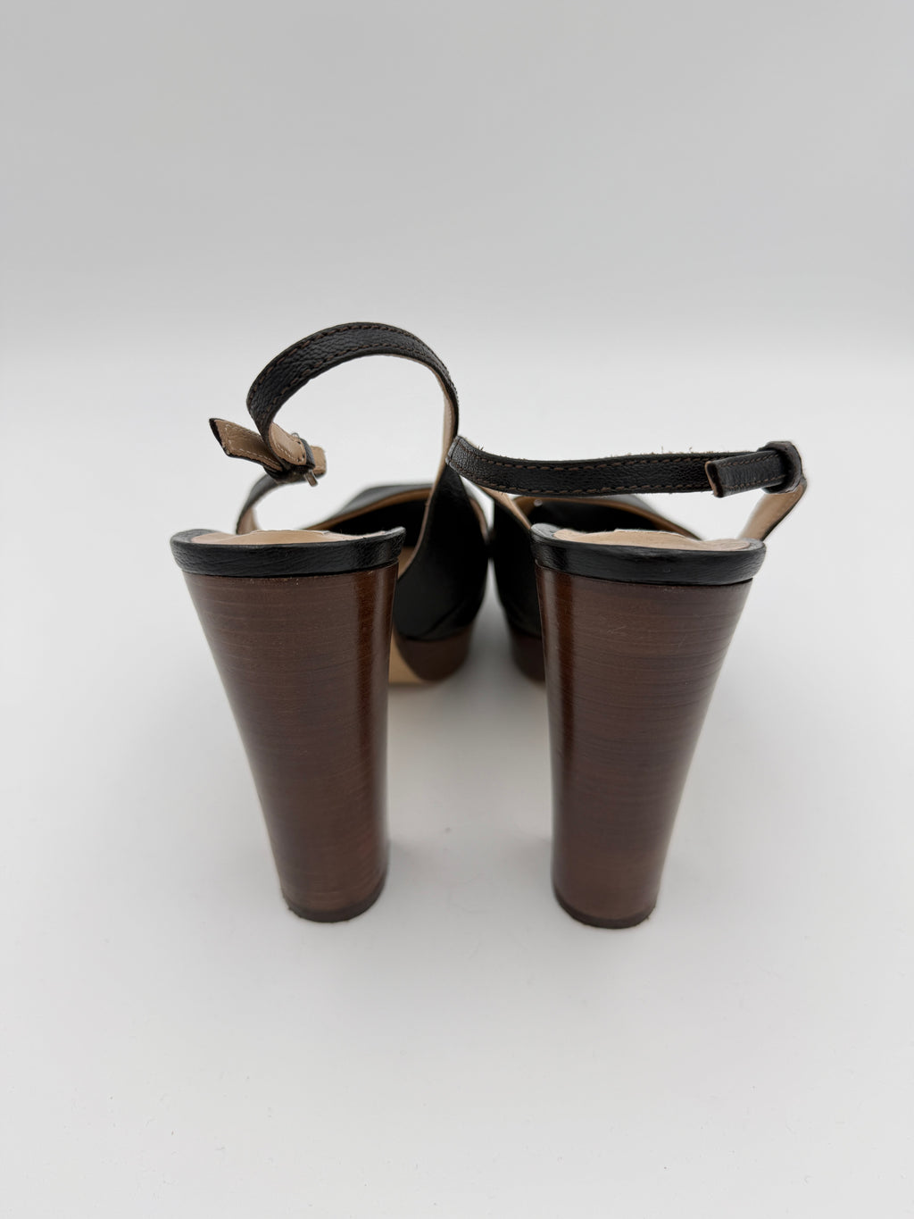 Max Mara Black Leather Heels Size 39