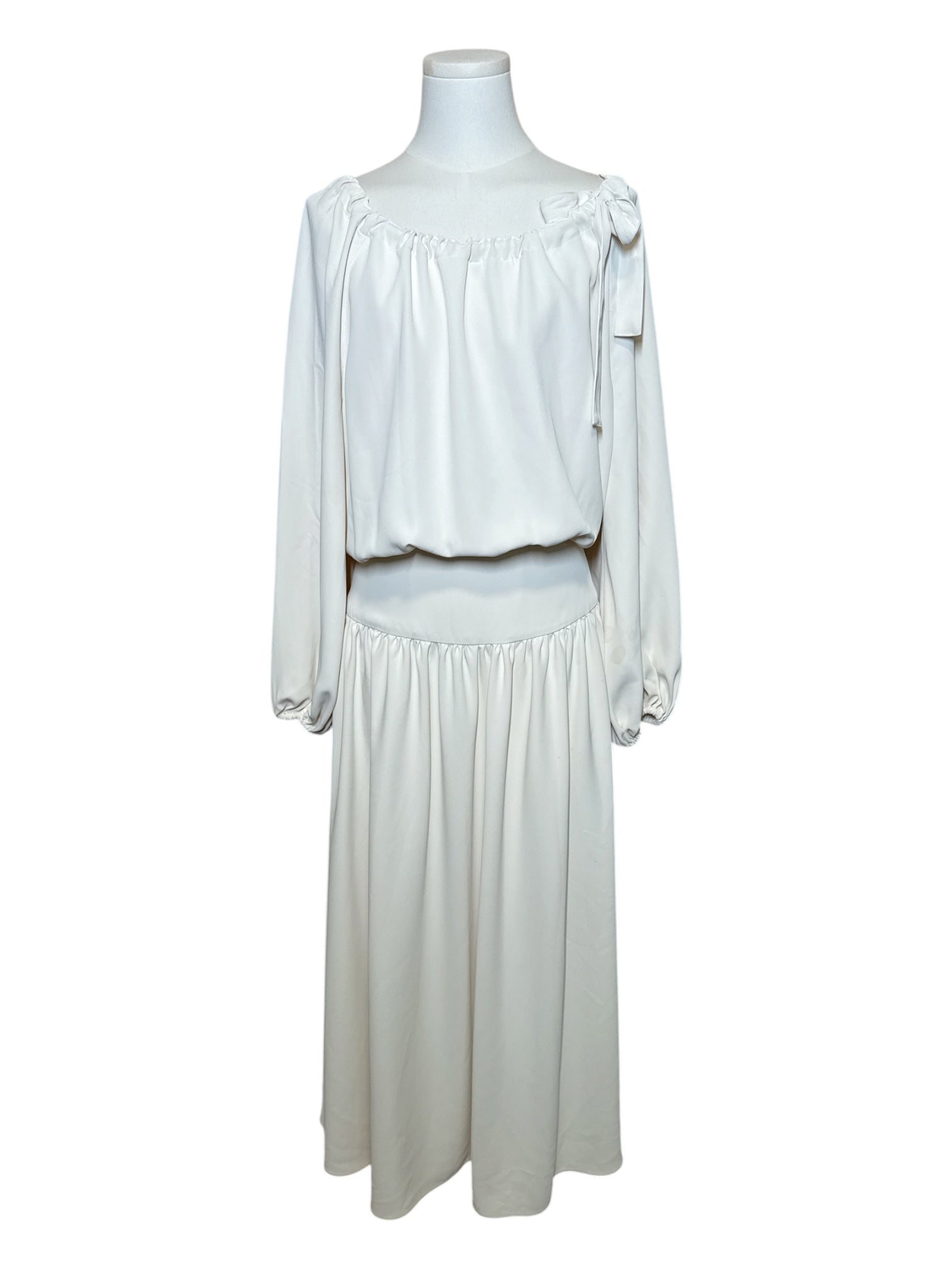 ZIMMERMAN OFF WHITE CREPE DRESS