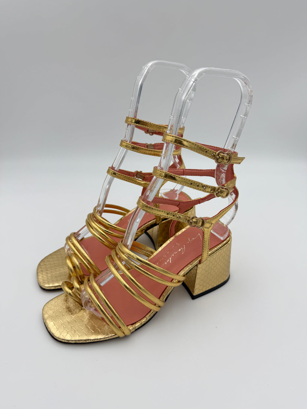 Luiza Barcelos Gold Metal Sandal Size 5 B002 V4