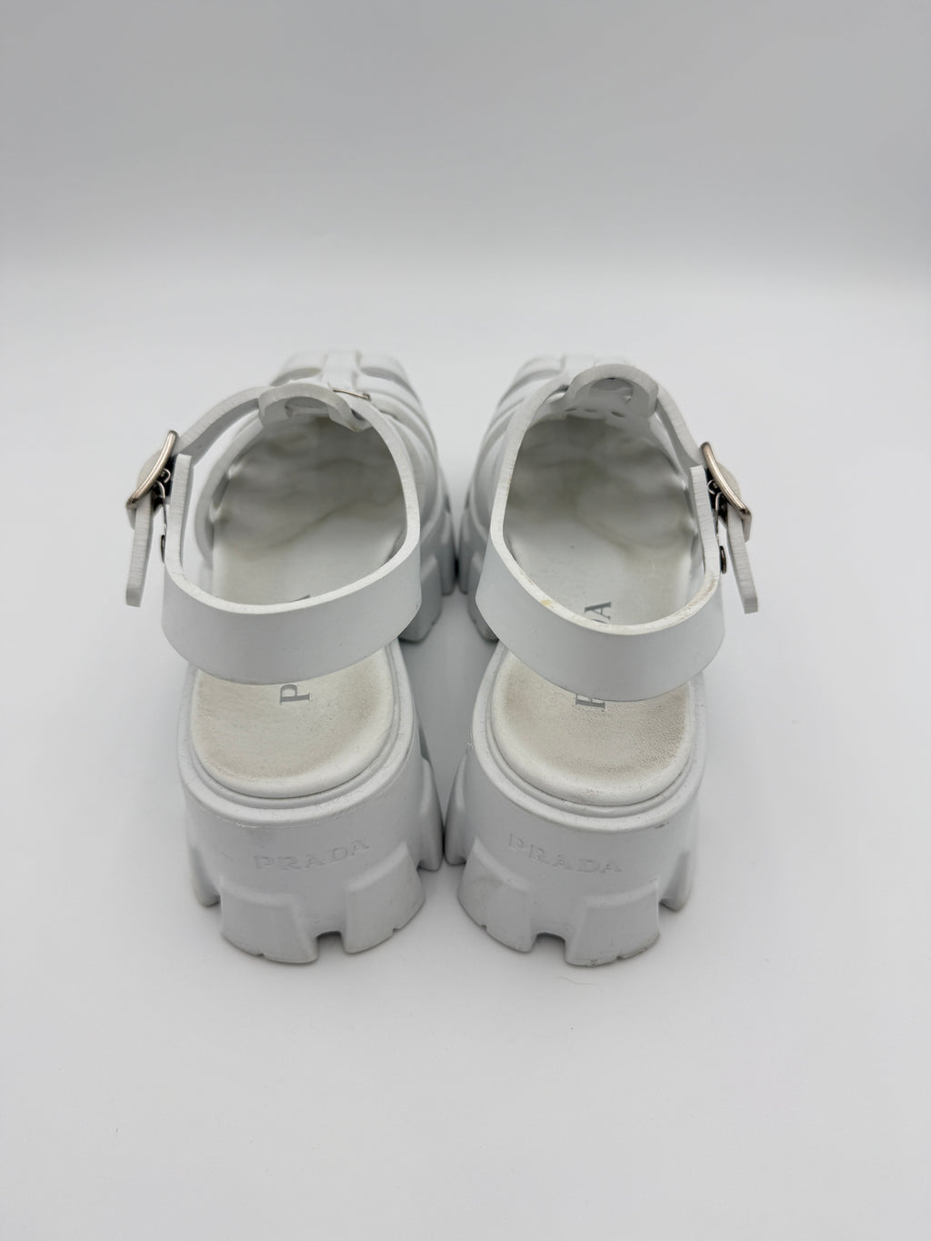 Prada White Monolith Platform Sandals Size 8