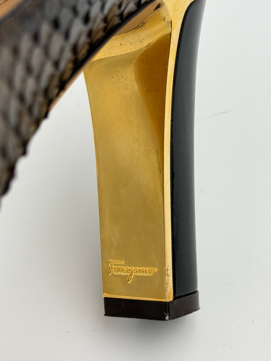 Ferragamo Brown Python Heel US7,5