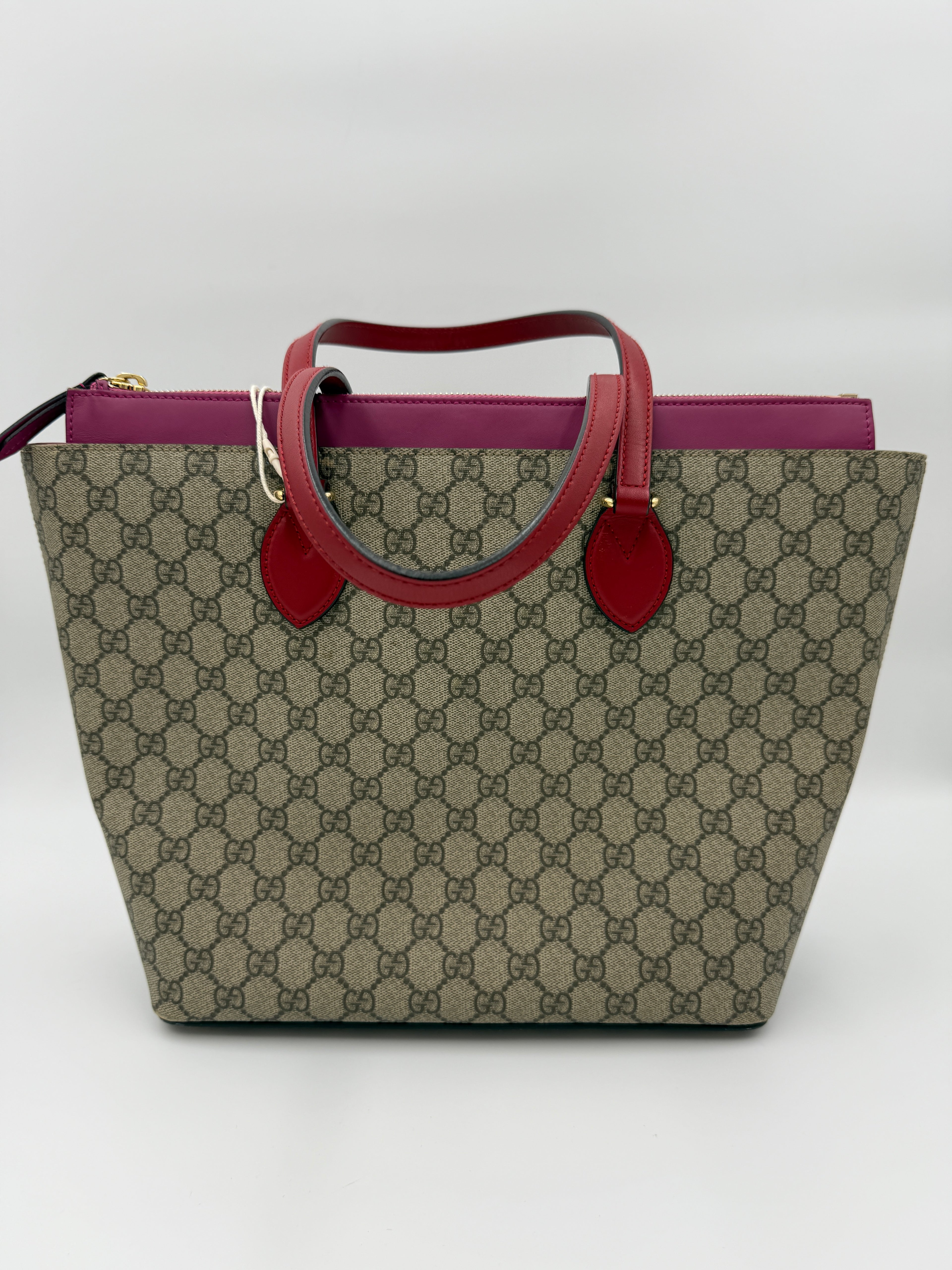 Gucci GG Monogram Hibiscus Red Tote