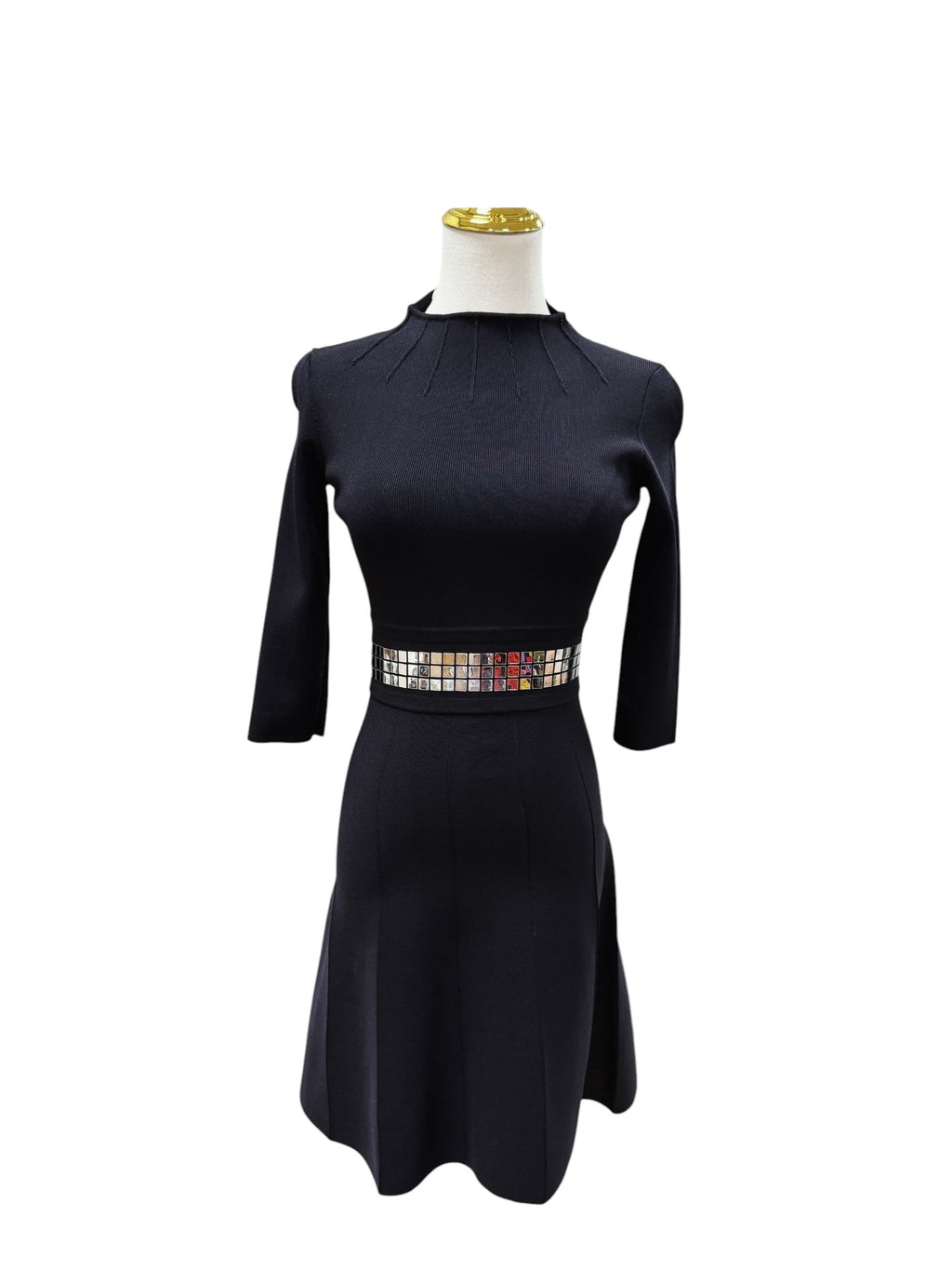 Pinko Knit Mini Dress with Mirror Embellished - Size XS