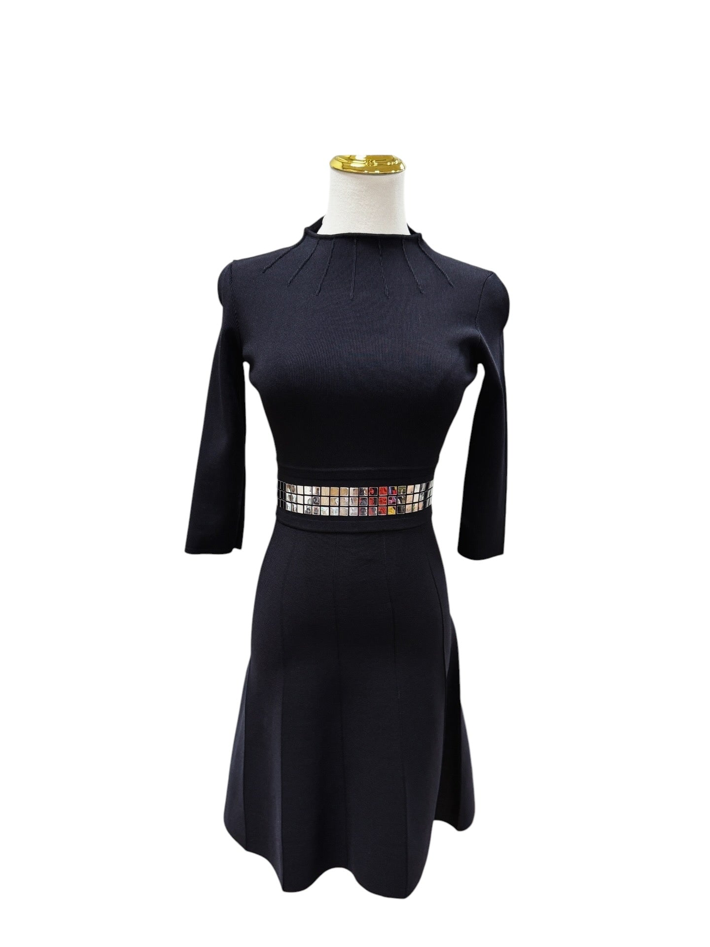 Pinko Knit Mini Dress with Mirror Embellished - Size XS