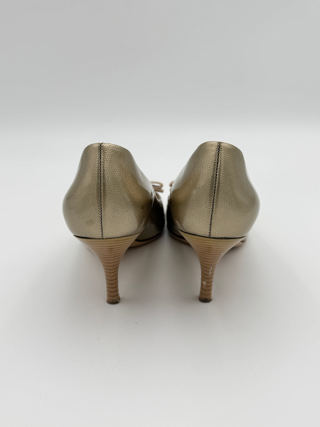 Ferragamo Gold Heel Size 7