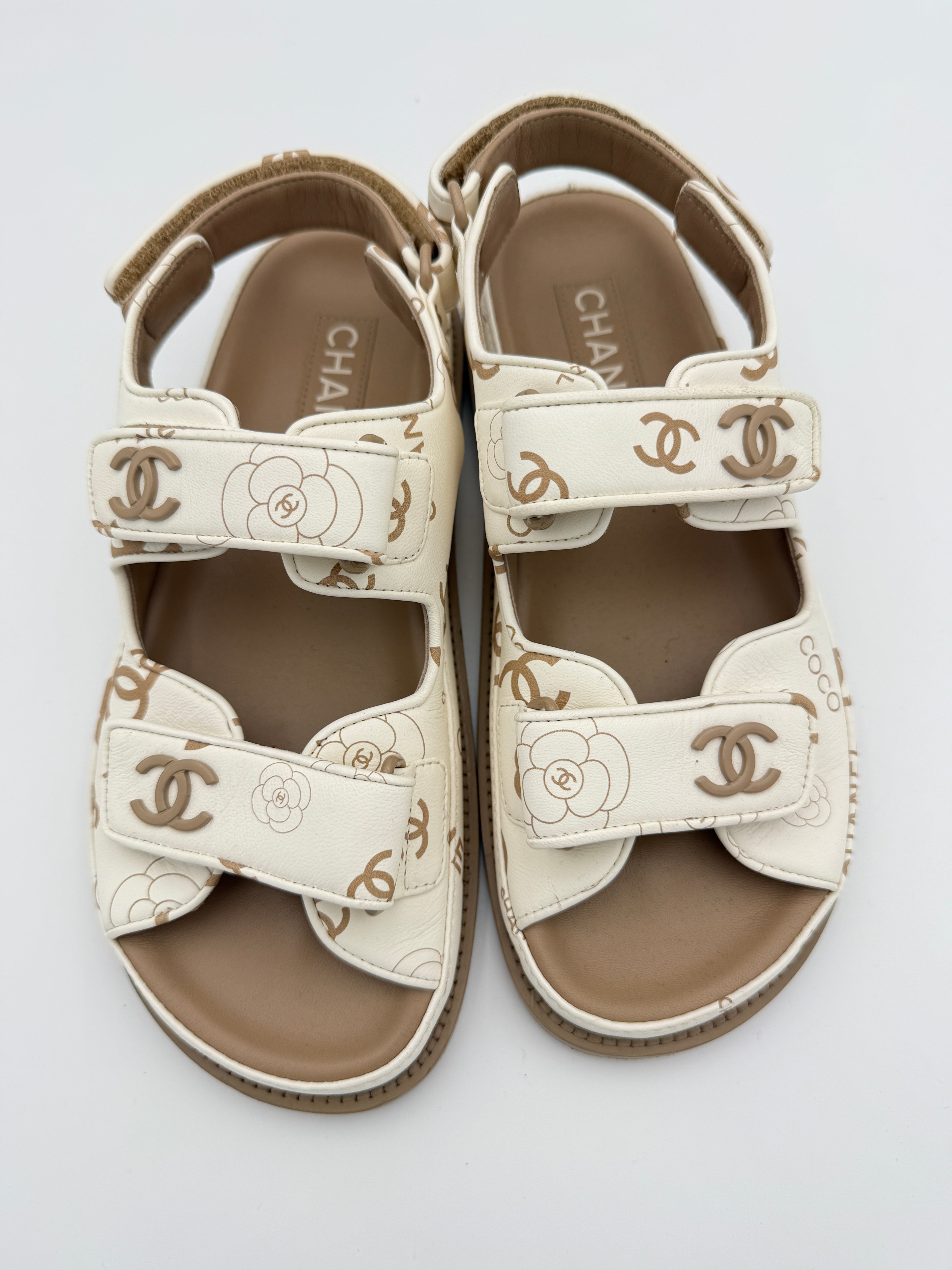 Chanel Off White Dad Sandals Size 37