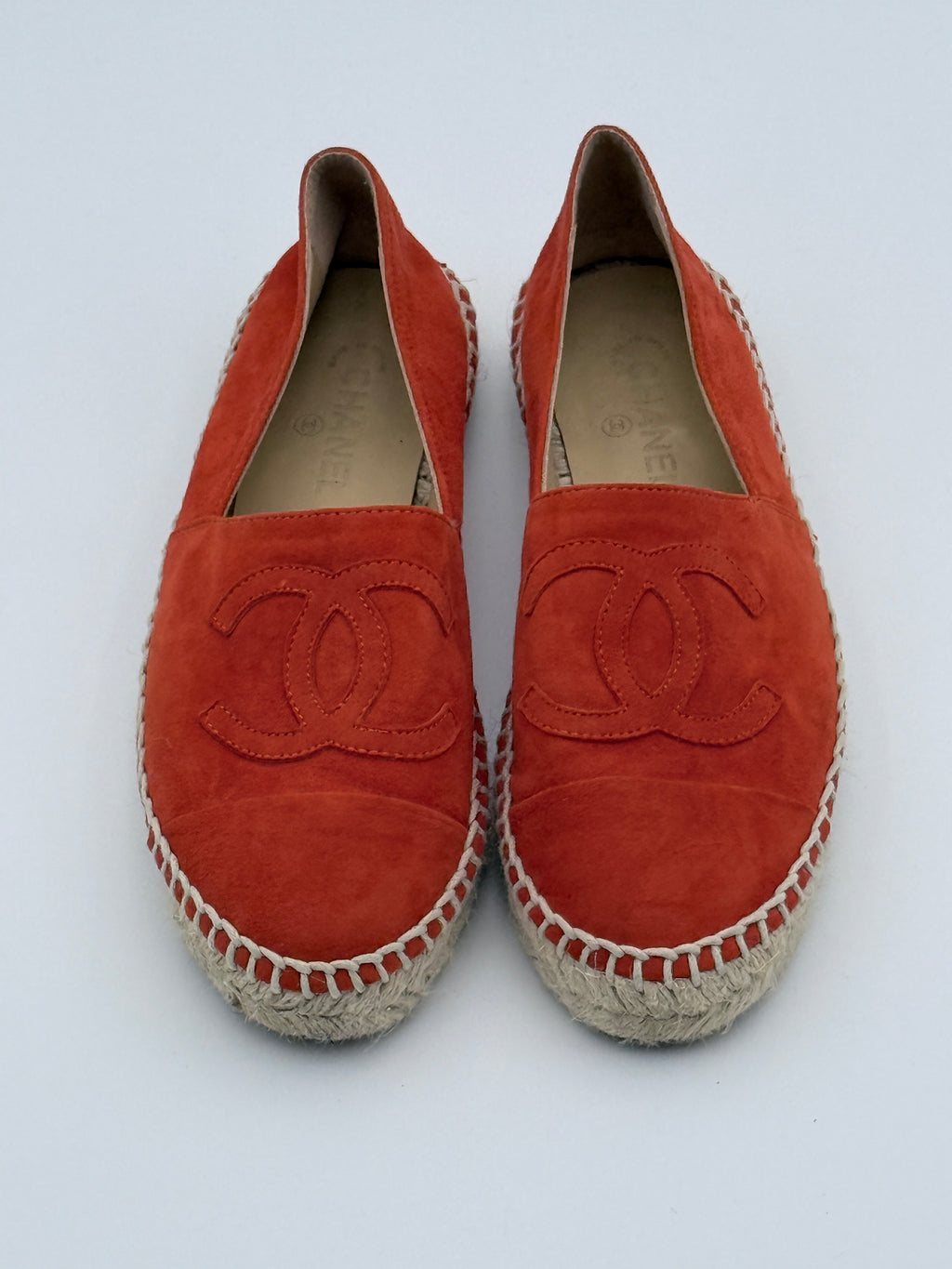 Chanel Orange Suede Espadrille size 37 Pre Loved