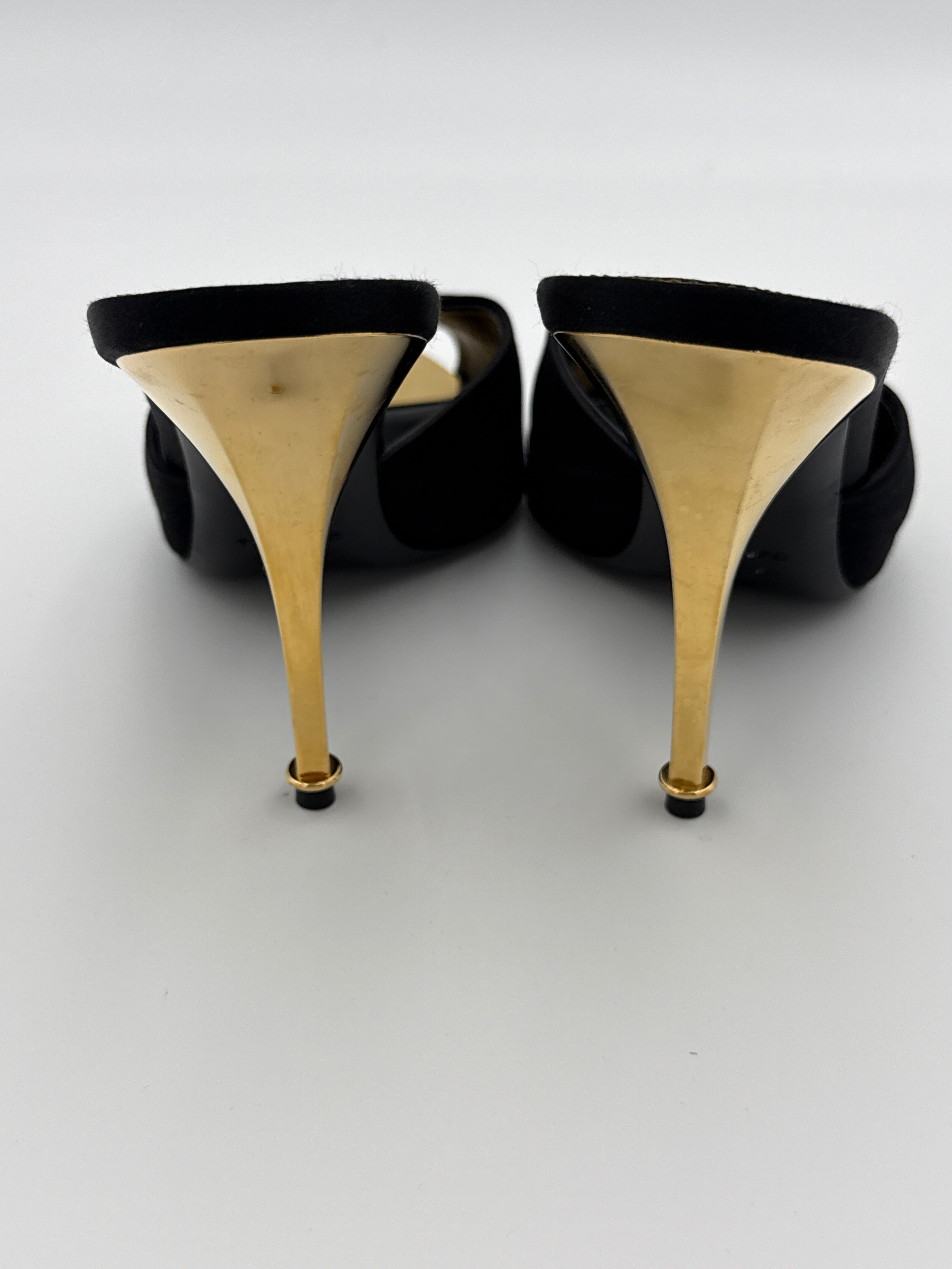 Tom Ford Black Satin Mule Size 38 box and dust