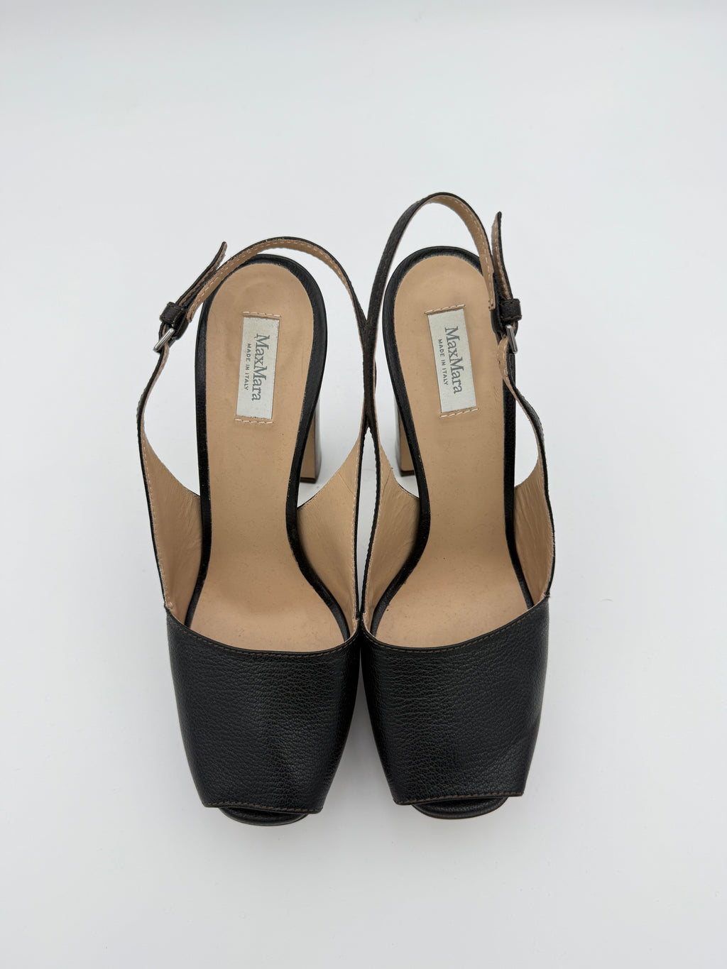 Max Mara Black Leather Heels Size 39