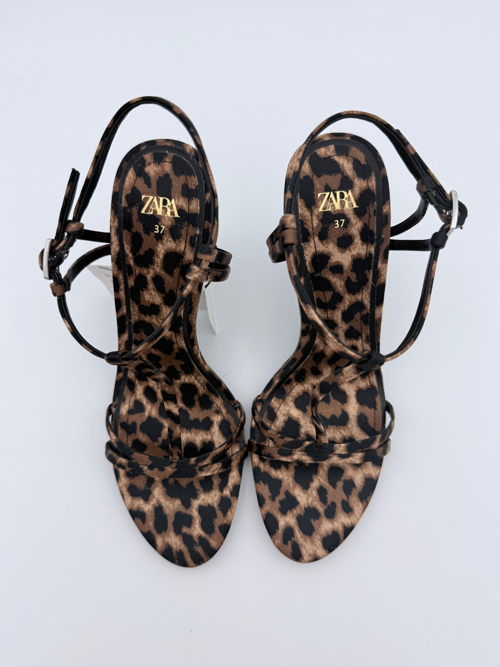Zara Leopard Satin Sandal Size 37 new