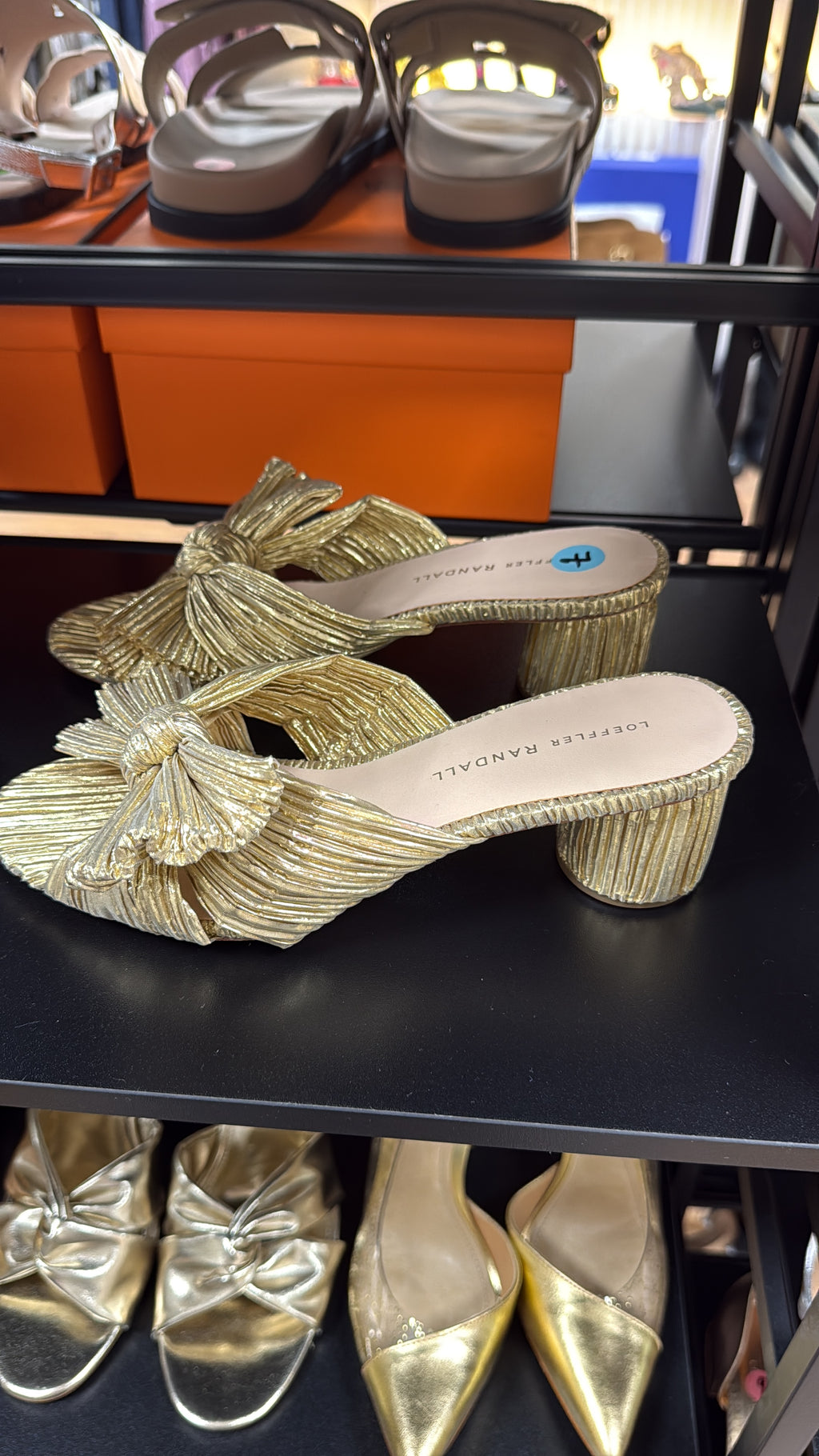 Loeffler randal Gold Bow mule Size 7