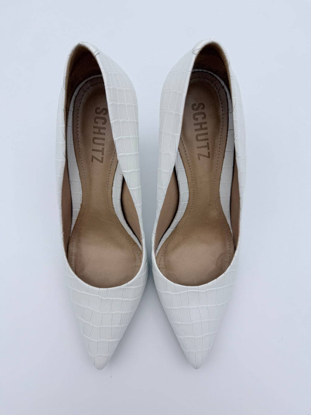 Schutz White Croco Embossed Scarpin Size 6