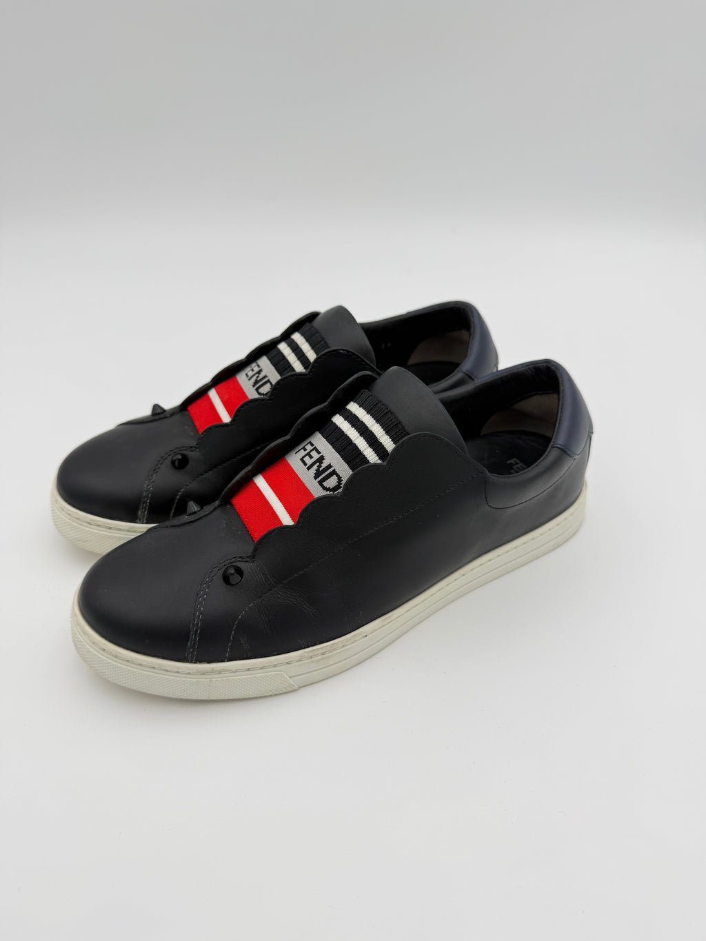 Fendi Black Leather Sneakers Size 38